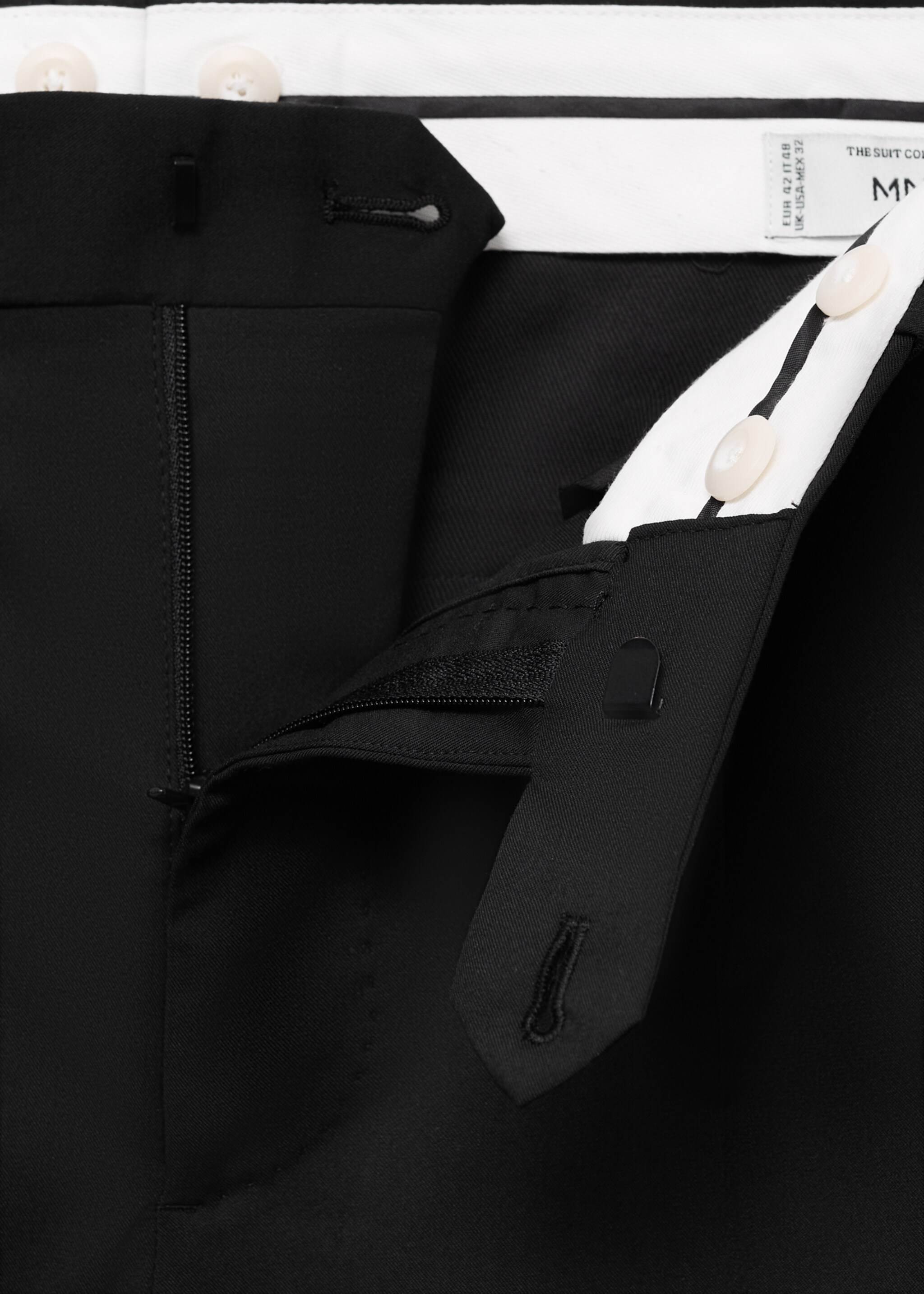 Straight-fit suit trousers - Details of the article 0, Black. Ref: 87017893-00.