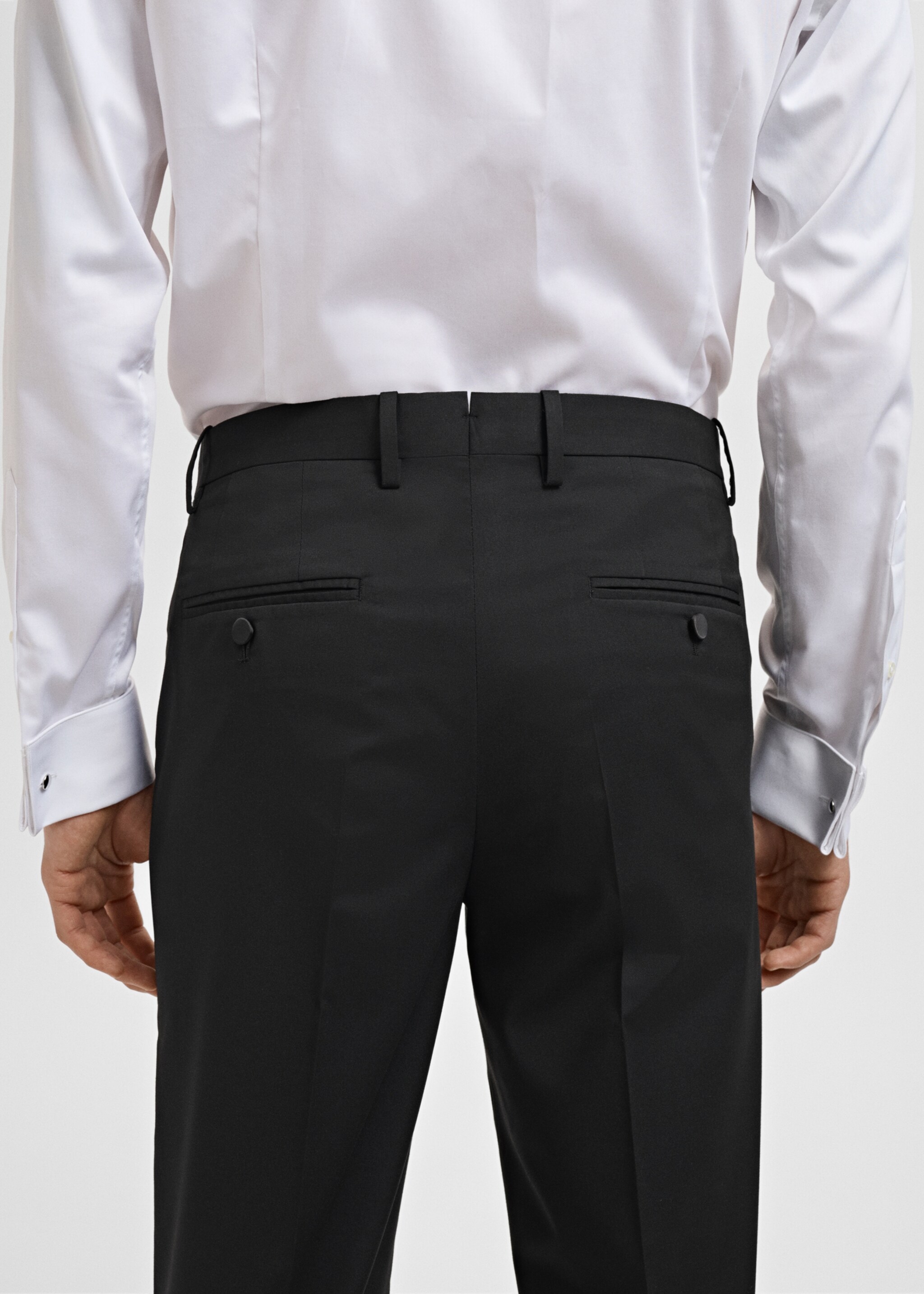 Straight-fit suit trousers - Details of the article 6, Black. Ref: 87017893-00.