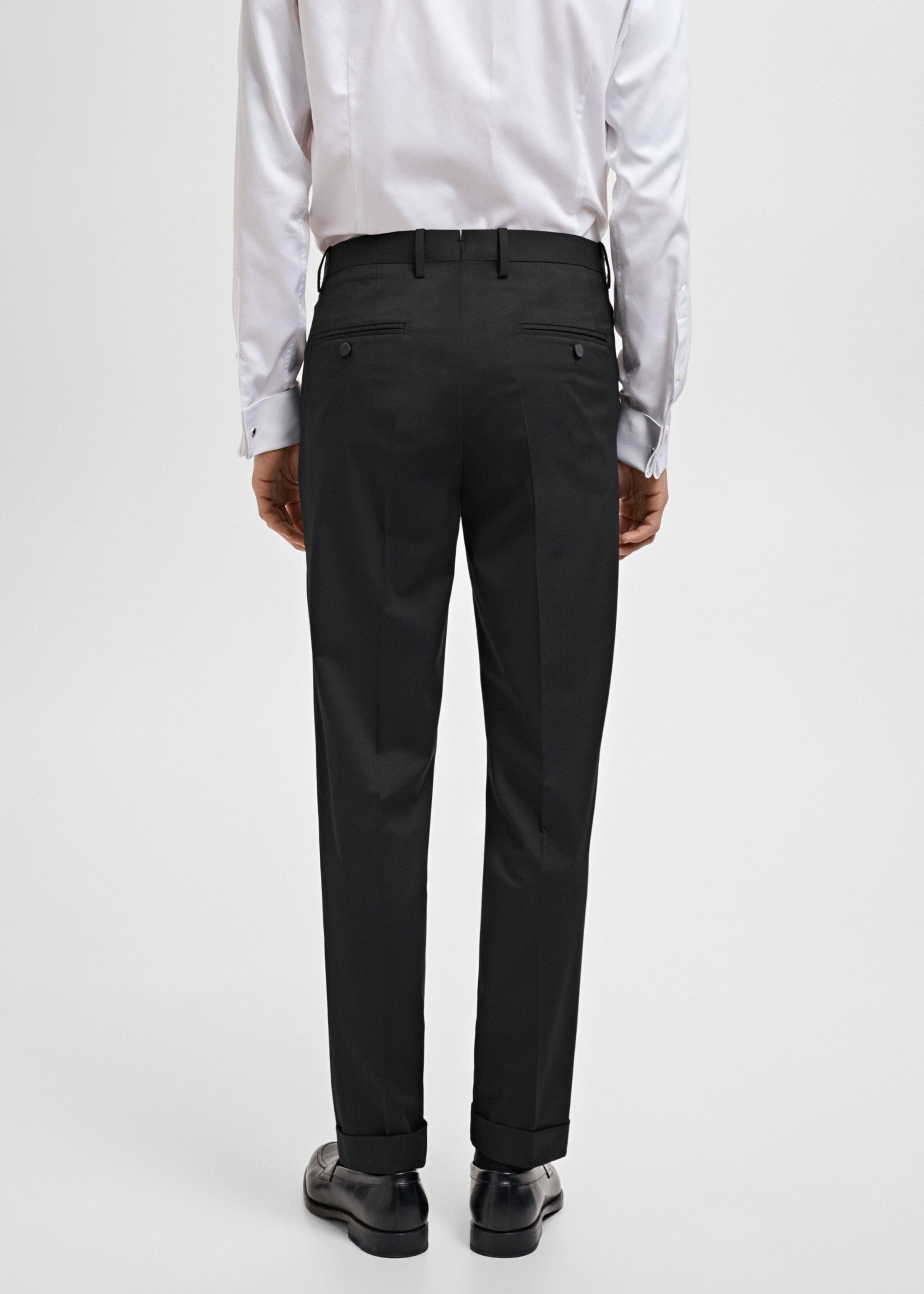 Straight-fit suit trousers - Reverse of the article, Black. Ref: 87017893-00.