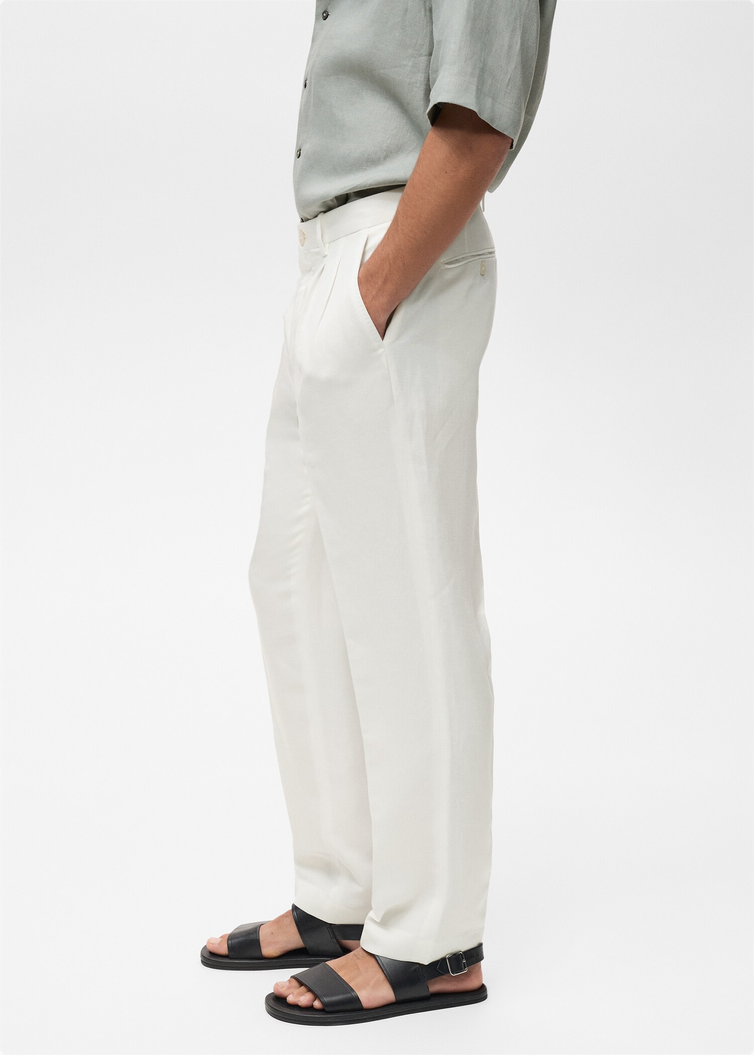 Linen-blend pleated trousers - Details of the article 2