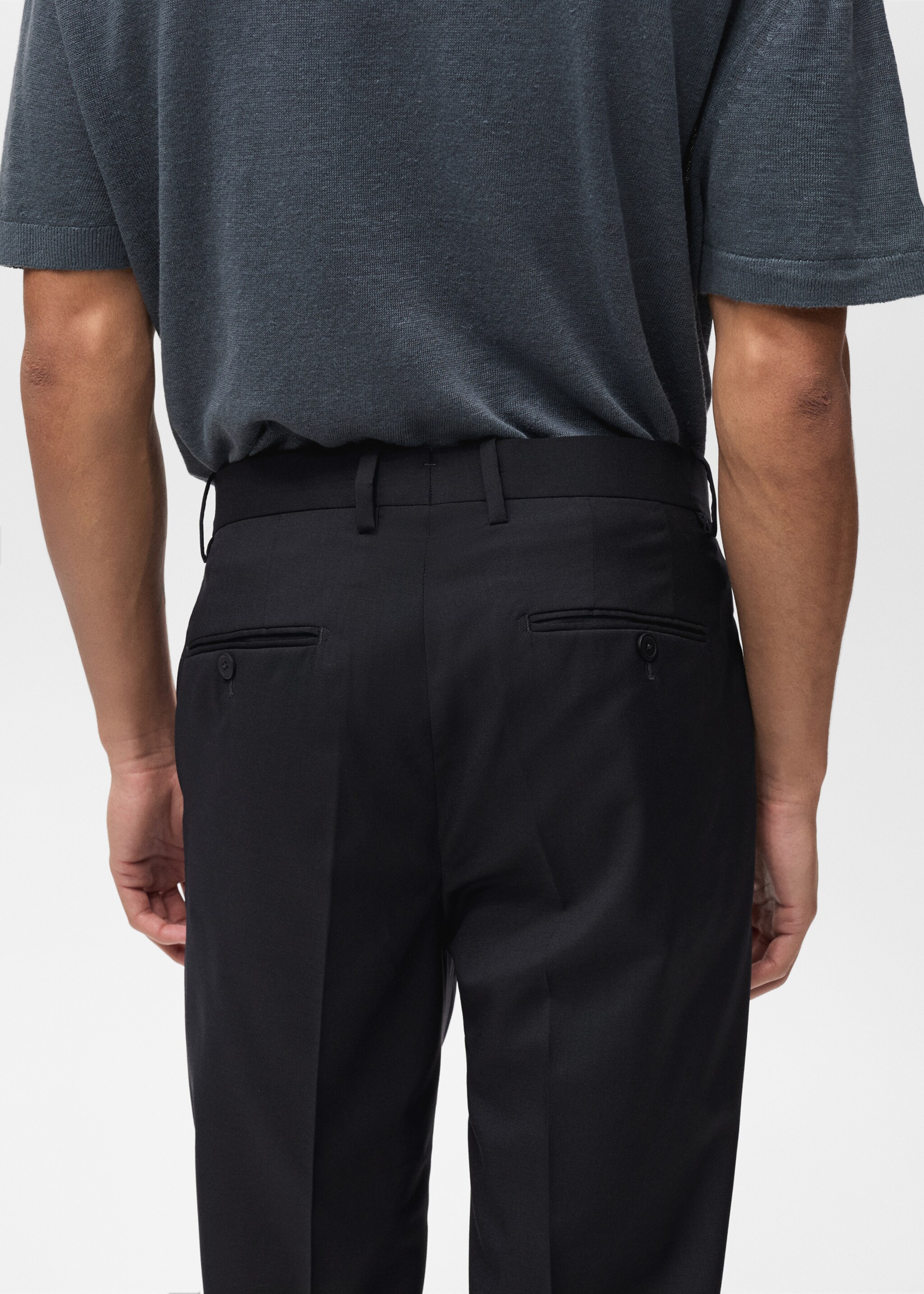 Pantalon laine froide slim-fit - Détail de l'article 6, Bleu marine. Ref: 87017896-00.