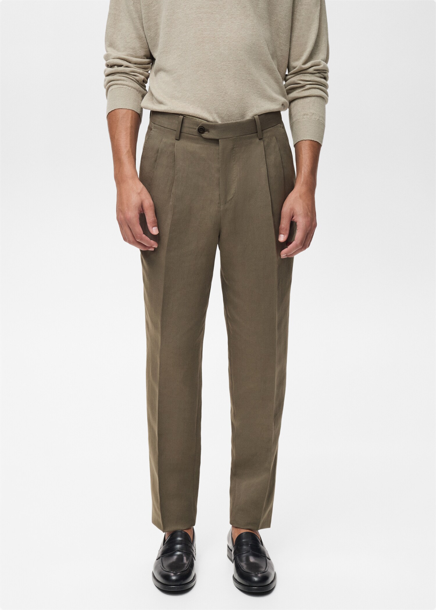 Pantalons vestit slim fit barreja lli pinces - Pla mig