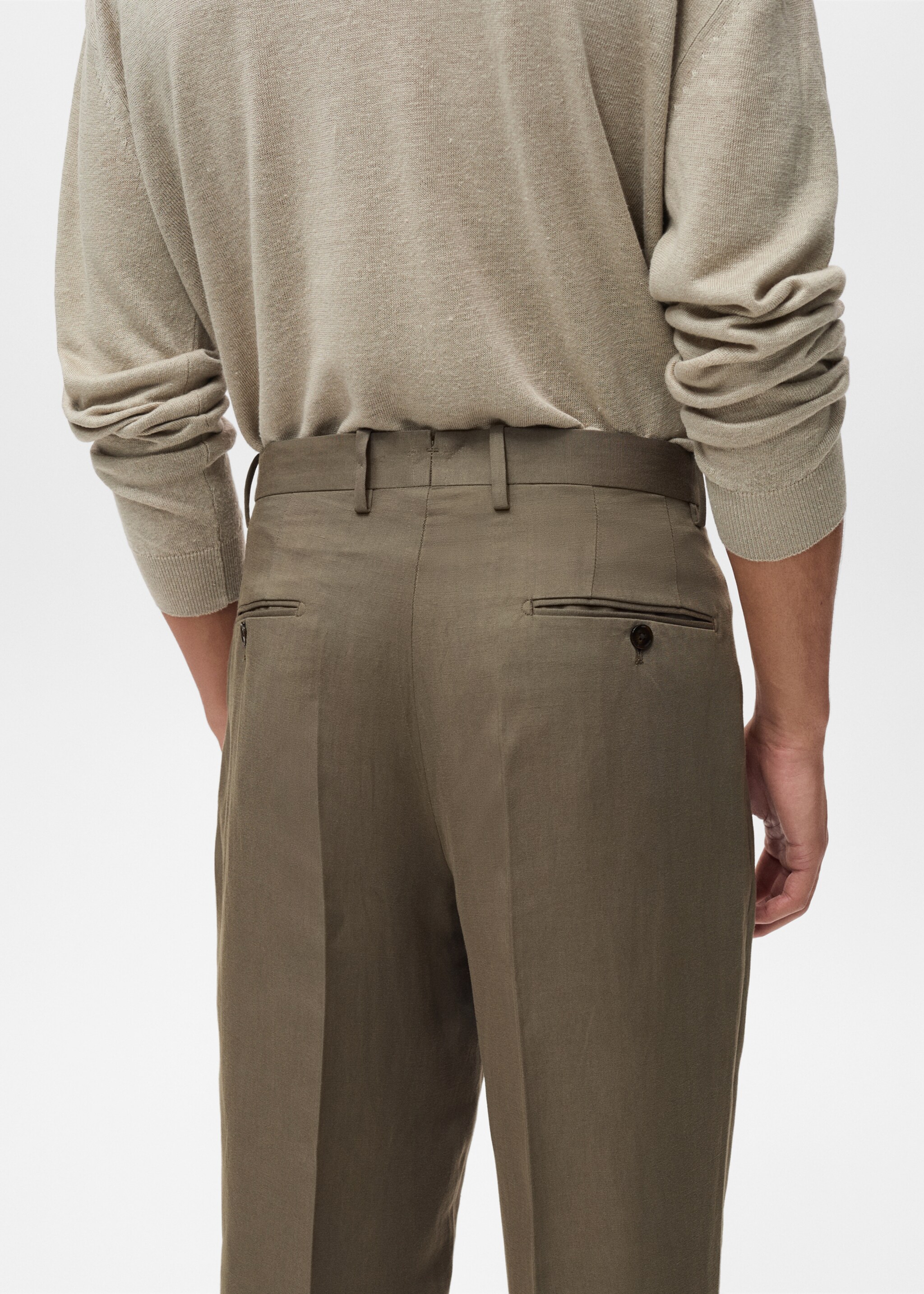 Pantalons vestit slim fit barreja lli pinces - Detall de l'article 6, Gris visó. Ref: 87017900-00.