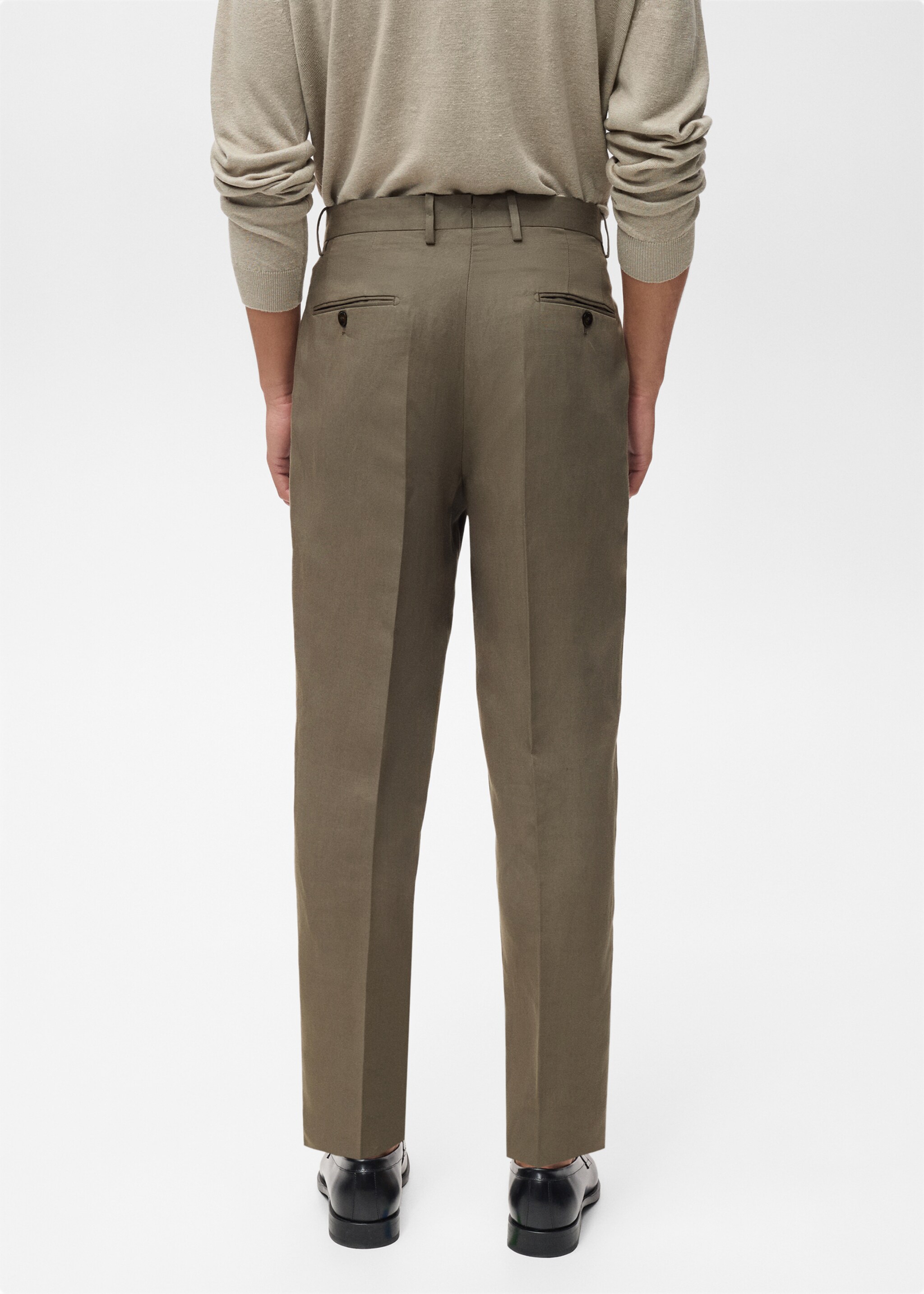 Pantalons vestit slim fit barreja lli pinces - Revers de l'article, Gris visó. Ref: 87017900-00.