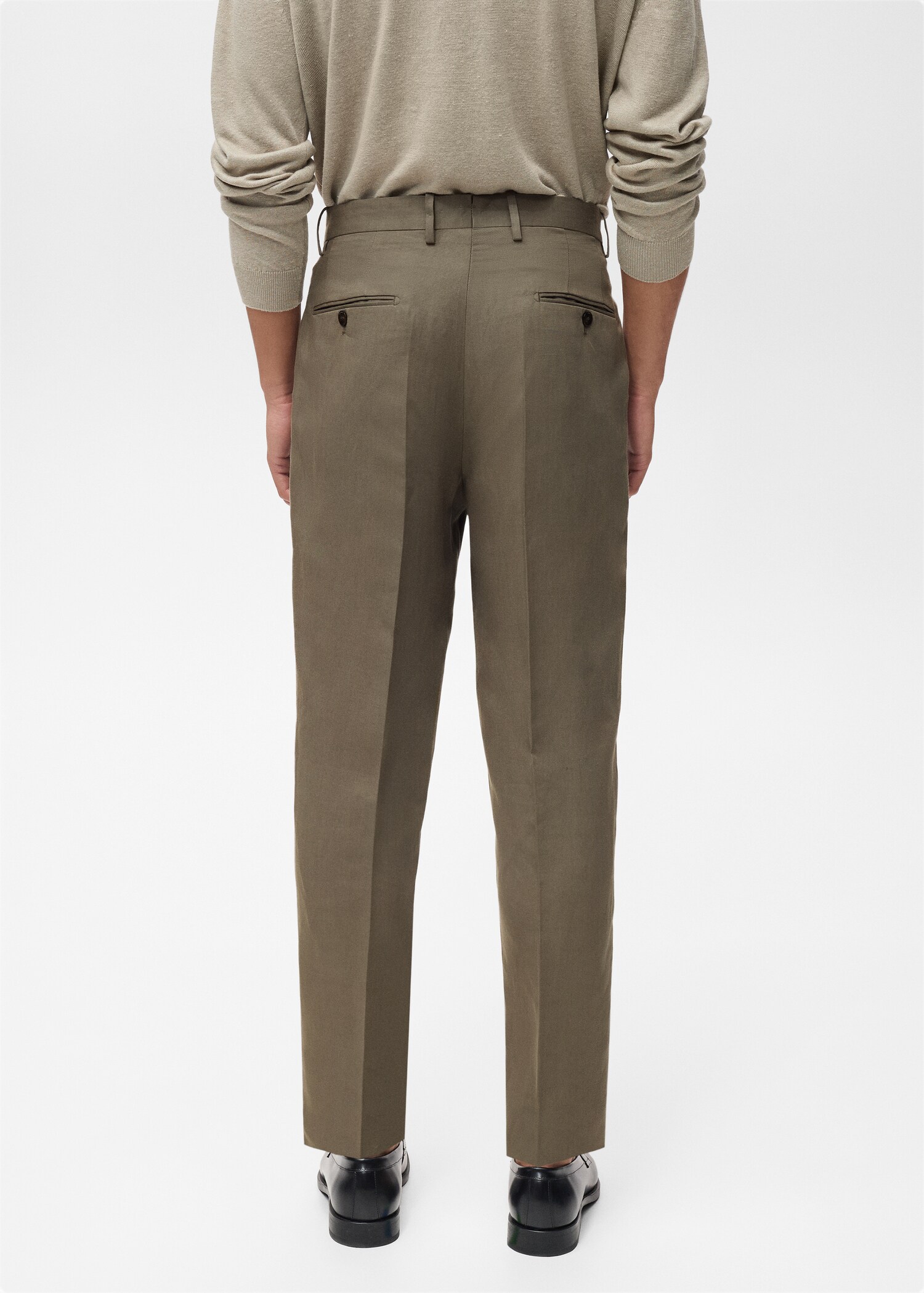 Pantalons vestit slim fit barreja lli pinces - Revers de l'article