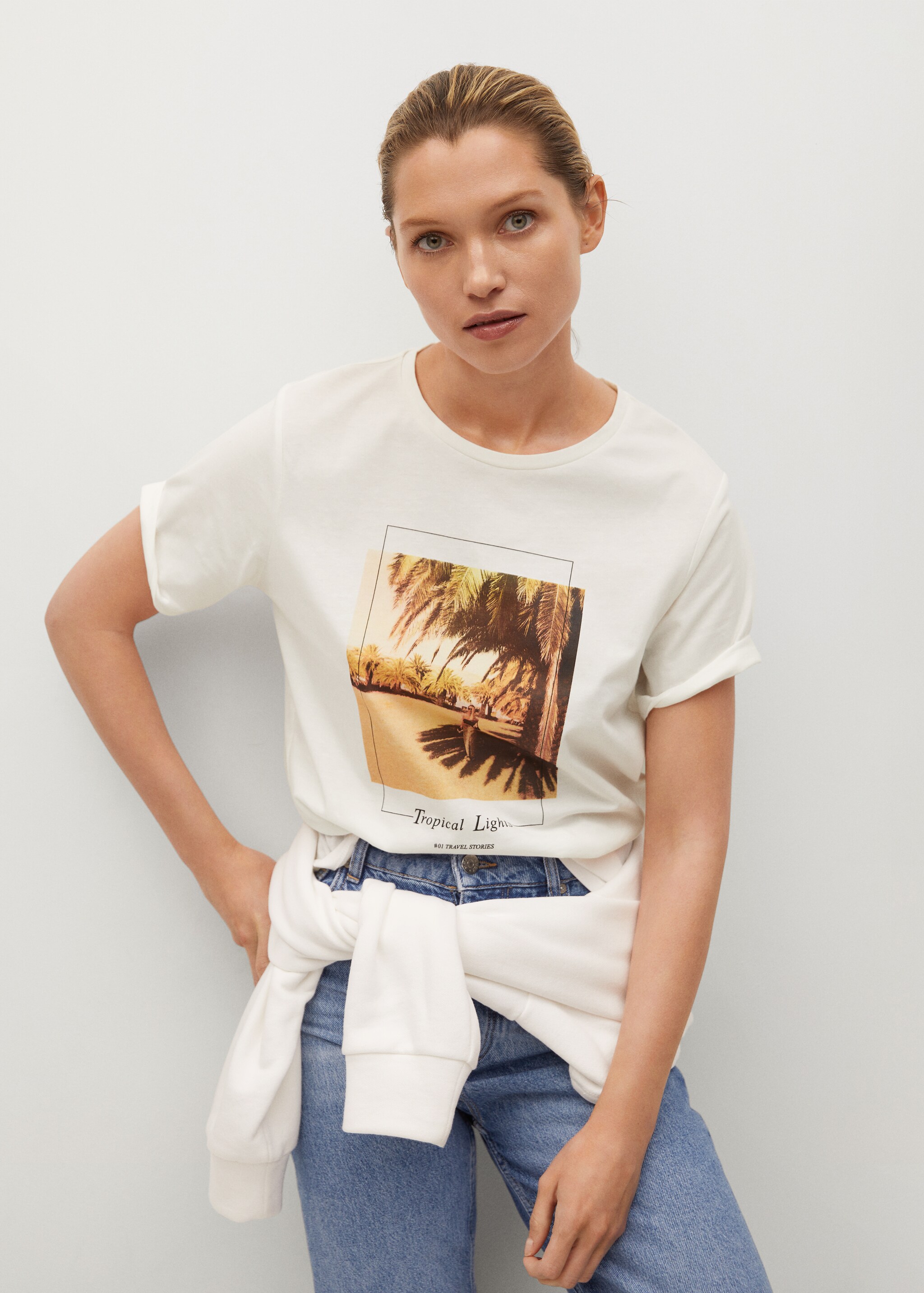Camiseta algodón estampada - Plano medio