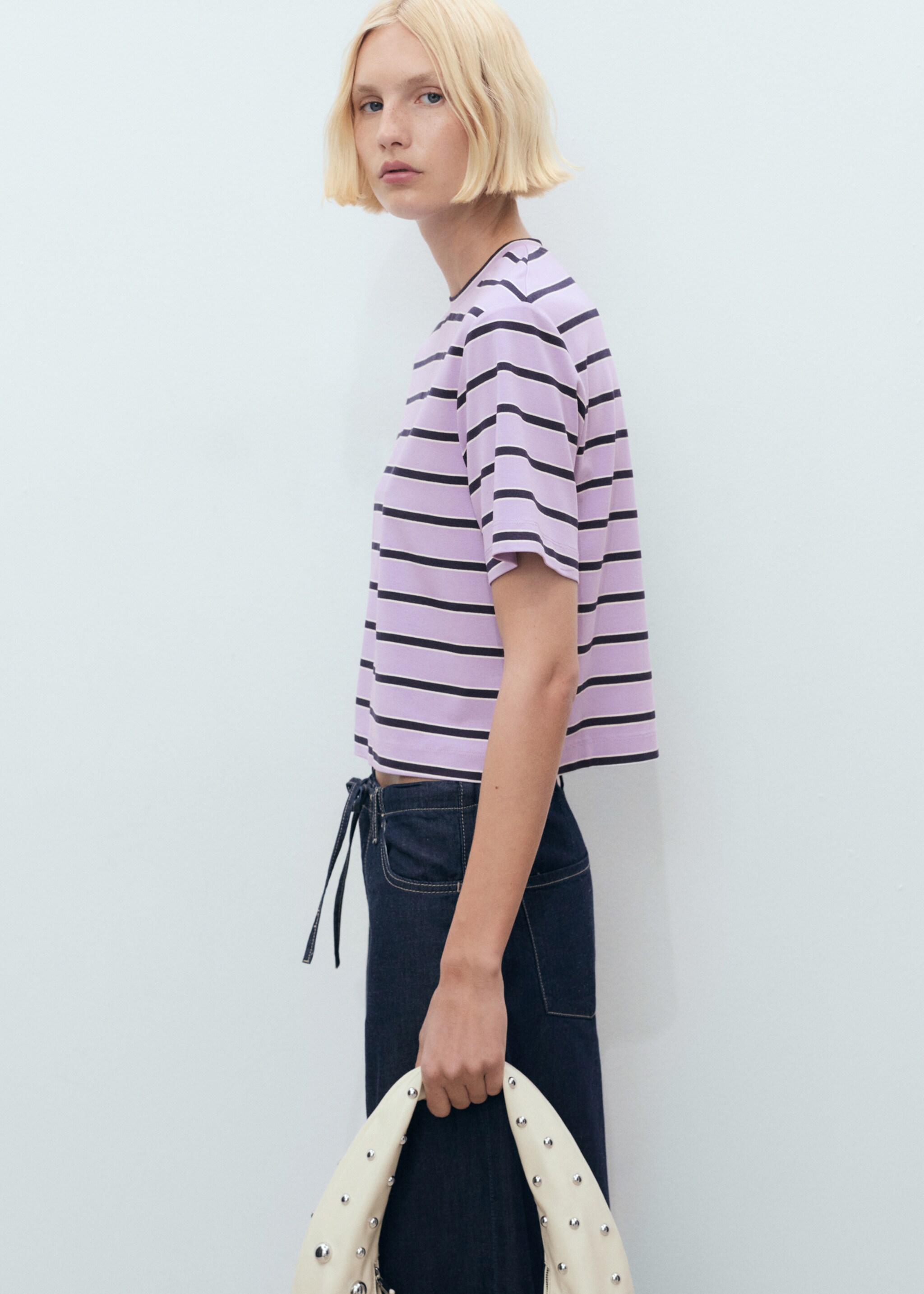 Camiseta oversize rayas - Plano medio, Morado claro/pastel. Ref: 87018653-00.