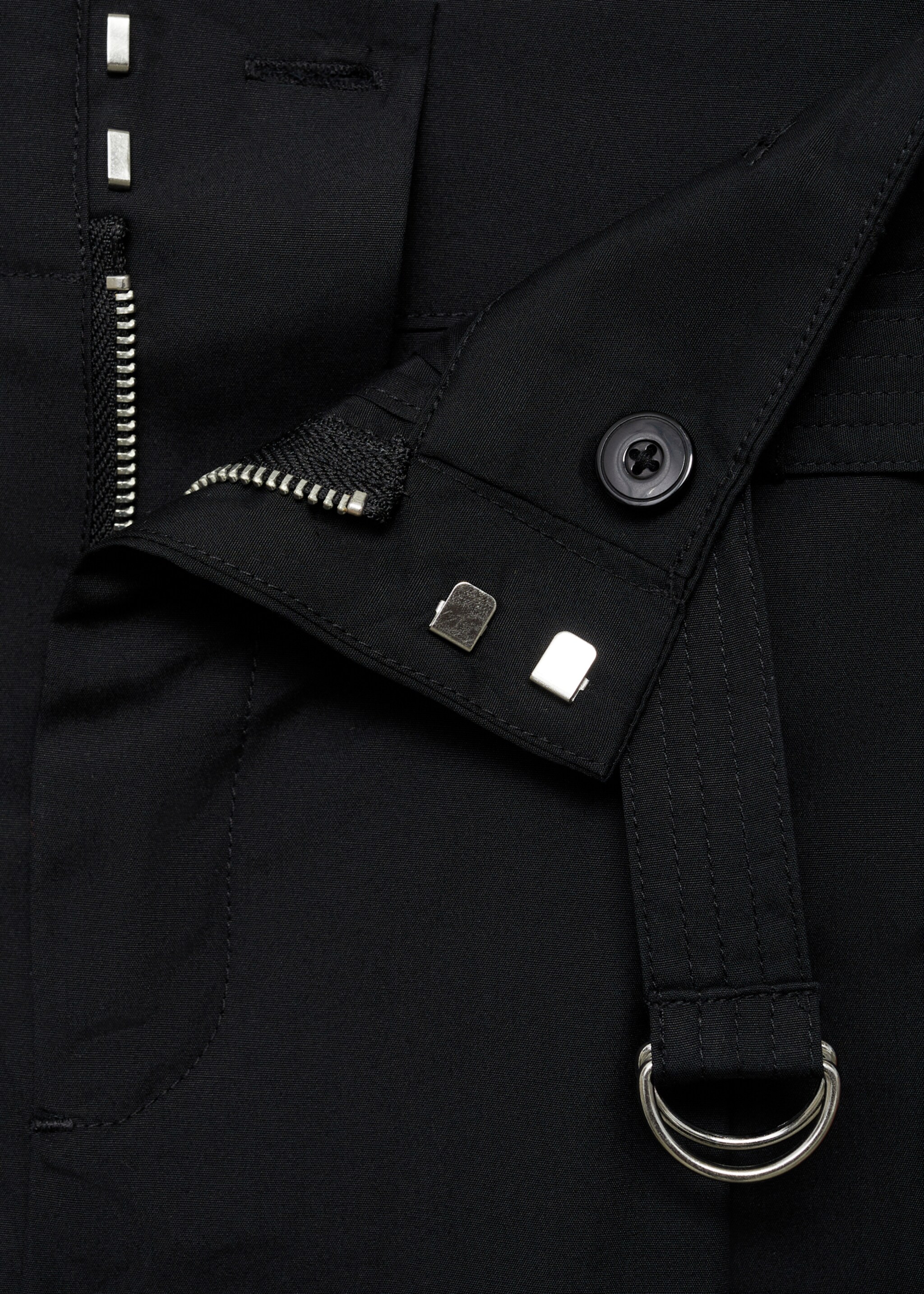 Pantaloni wide-leg cu curea - Detaliu al articolului 8, Negru. Ref: 87019066-00.