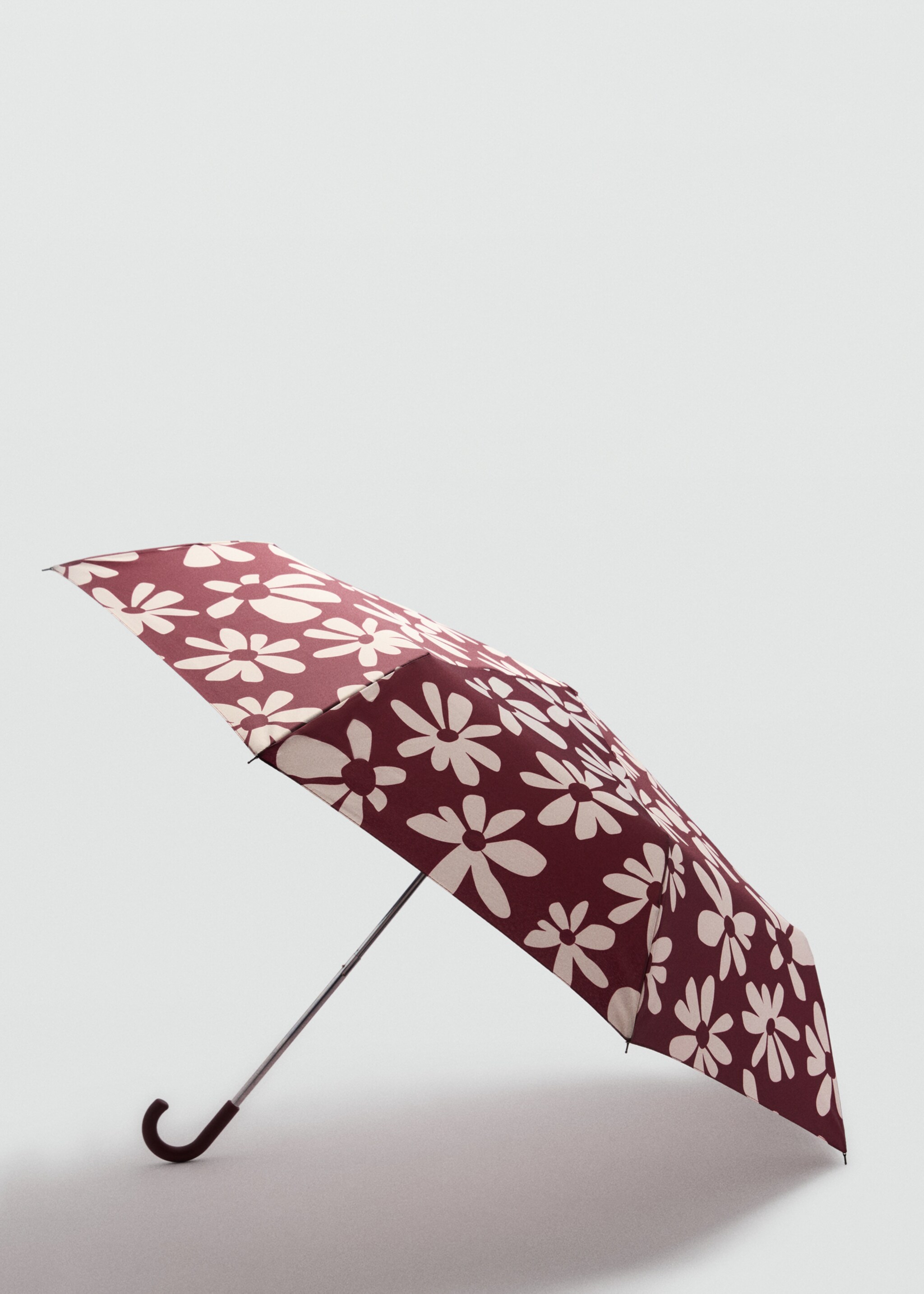 Flower print umbrella - Medium plane, Burgundy. Ref: 87020236-00.