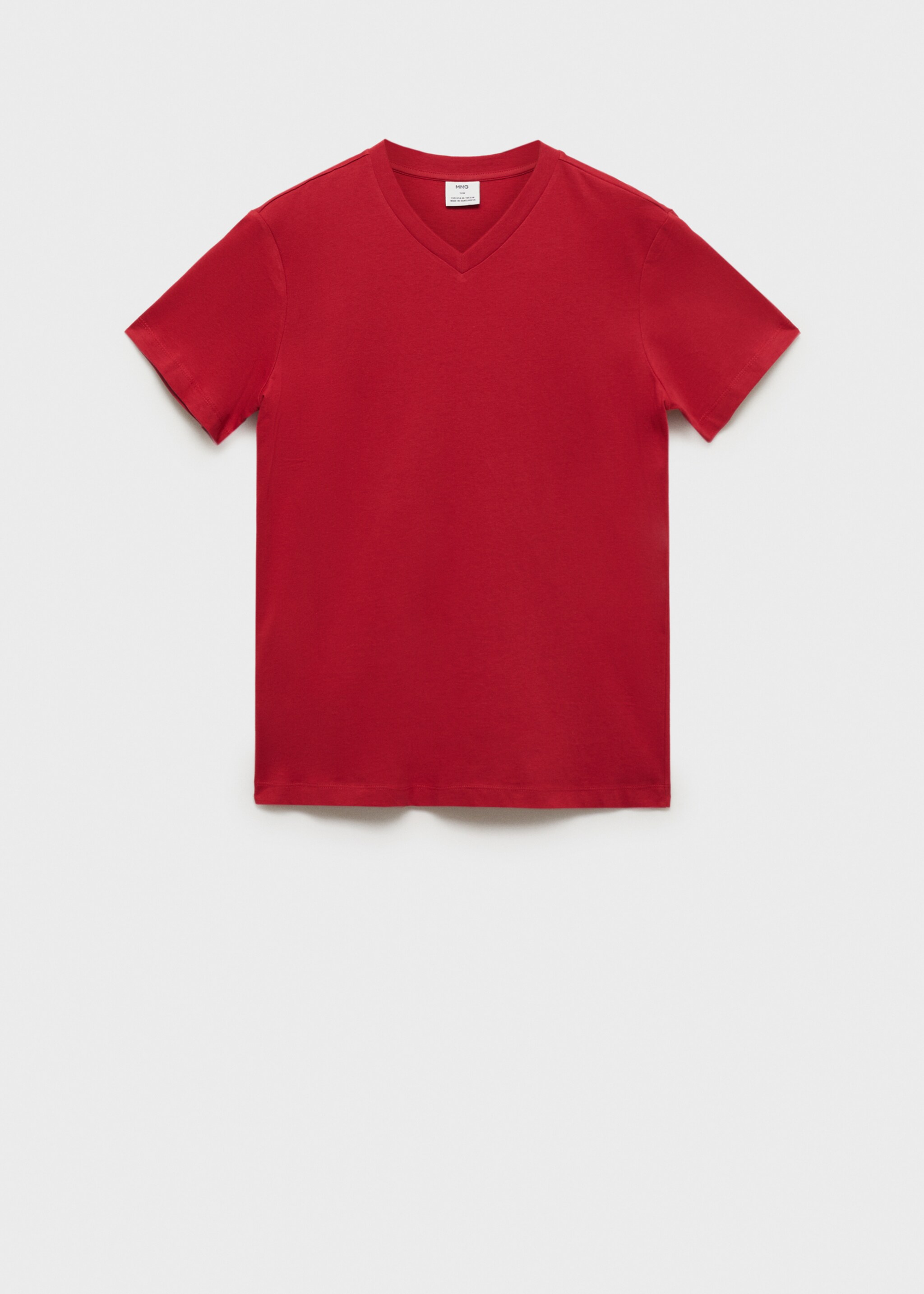 Slim-Fit-T-Shirt aus 100 % Baumwolle mit V-Ausschnitt - Artikel ohne Model, Rot. Ref: 87020251-00.