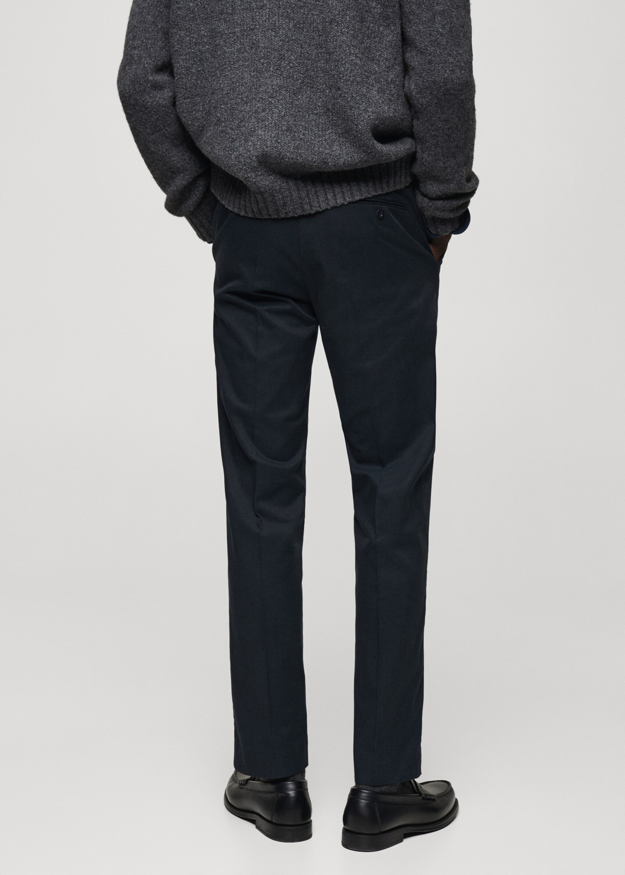 Regular-fit cotton trousers - Reverse of the article, Dark Navy. Ref: 87020252-00.