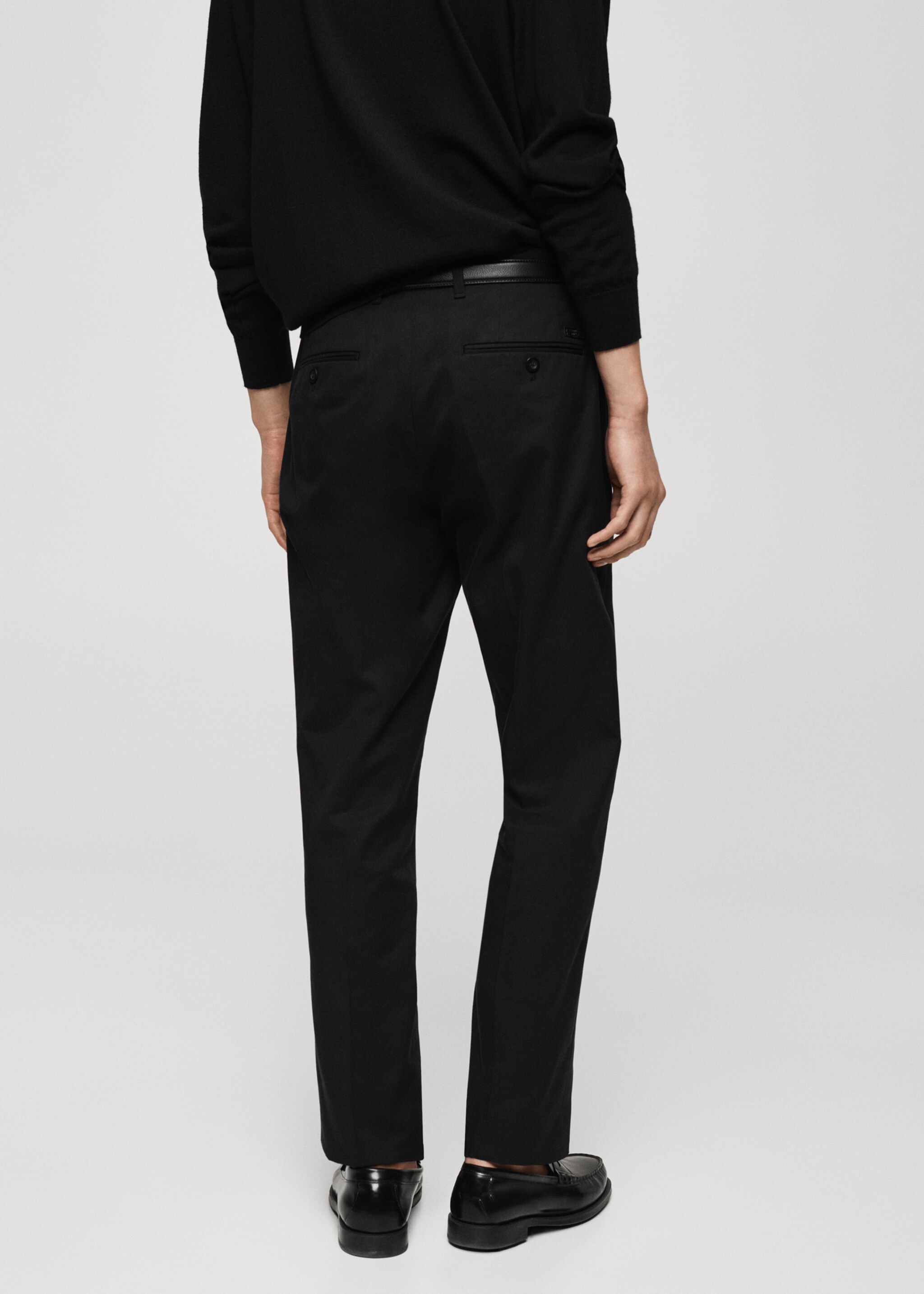 Regular-fit cotton trousers - Reverse of the article, Black. Ref: 87020252-00.