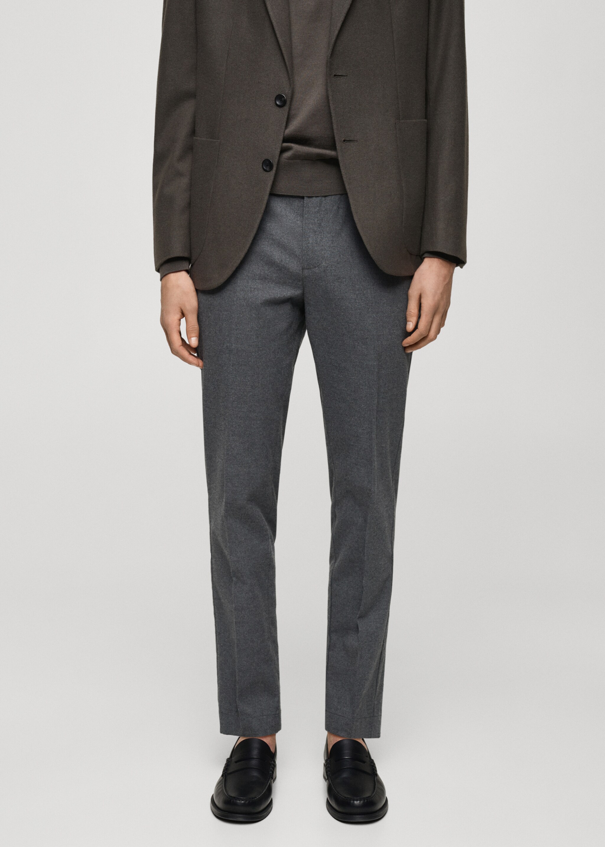 Flanelová kalhoty regular fit - Náhled ve středové rovině, Světle šedá vigore. Ref: 87020253-00.