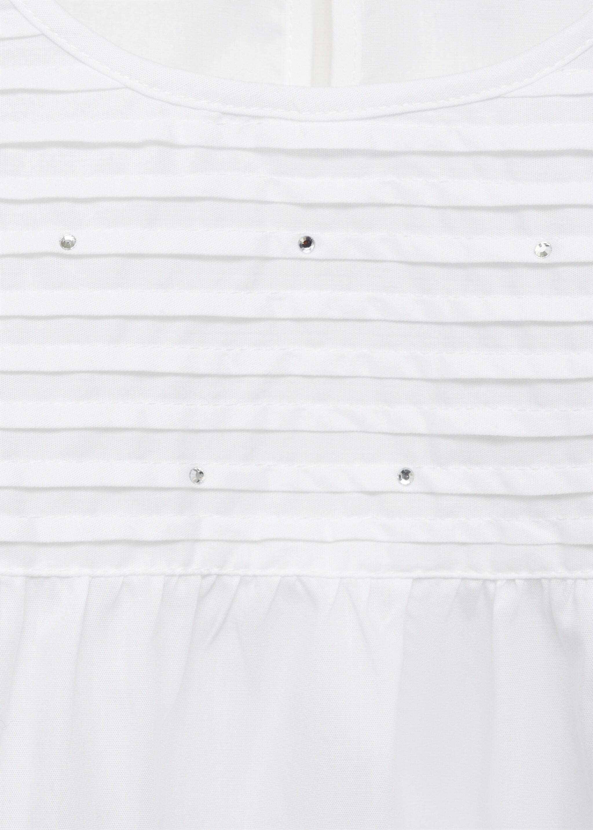 Rhinestone pleated blouse - Details of the article 8, White. Ref: 87020257-00.