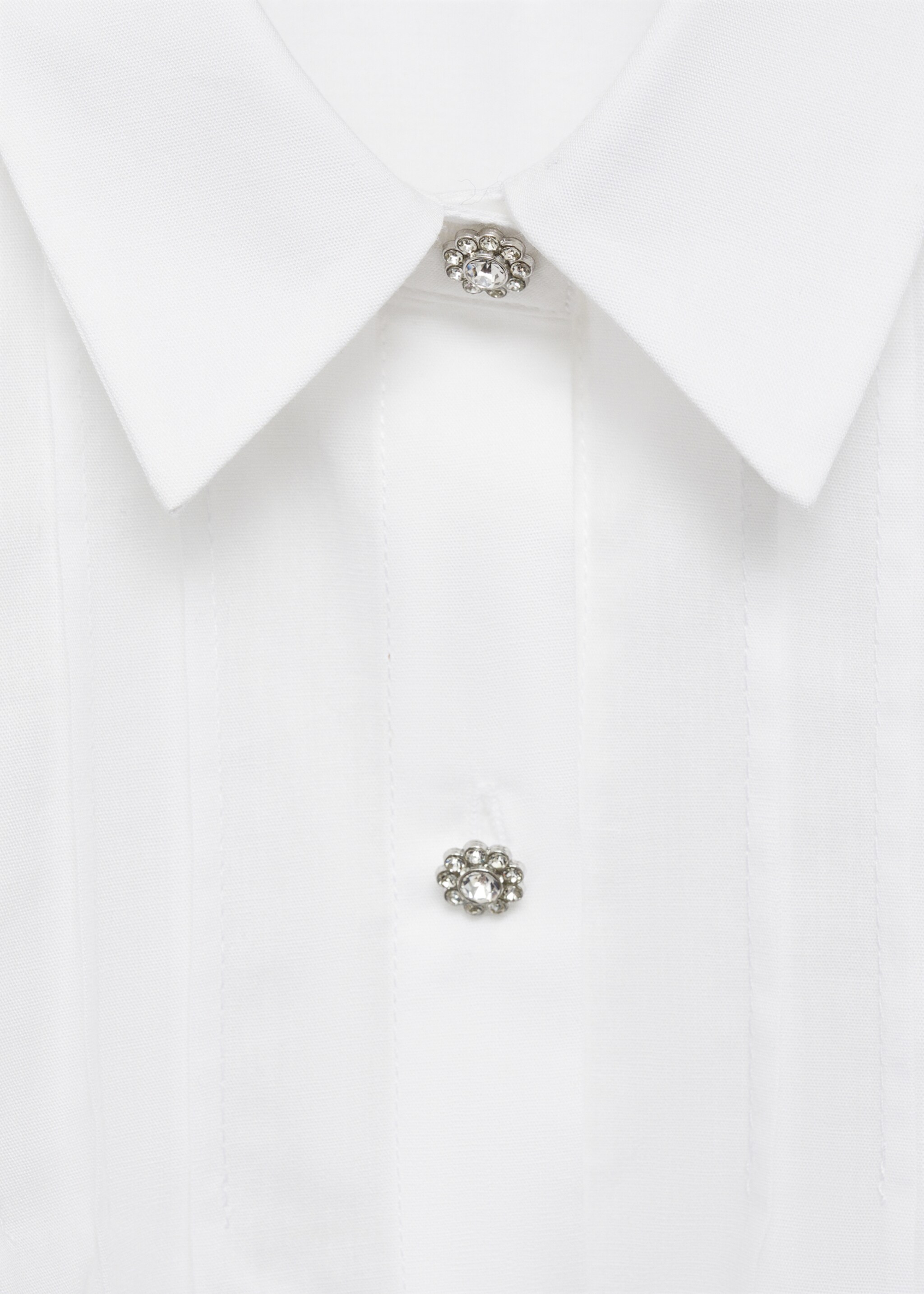 Cotton shirt with jewel buttons - Details of the article 8, White. Ref: 87020258-00.