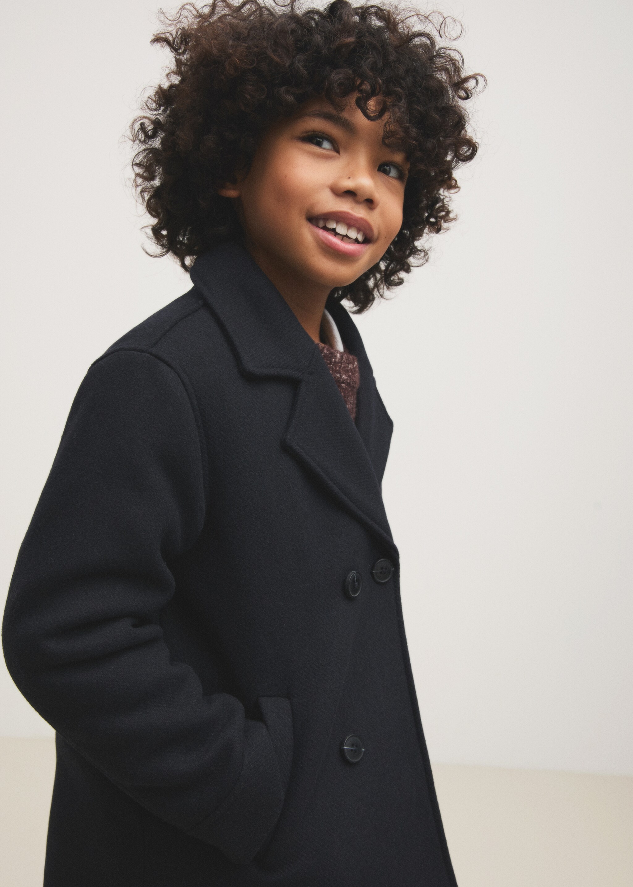 Palton de lână cu nasturi - Detaliu al articolului 4, Bleumarin închis. Ref: 87020288-00.