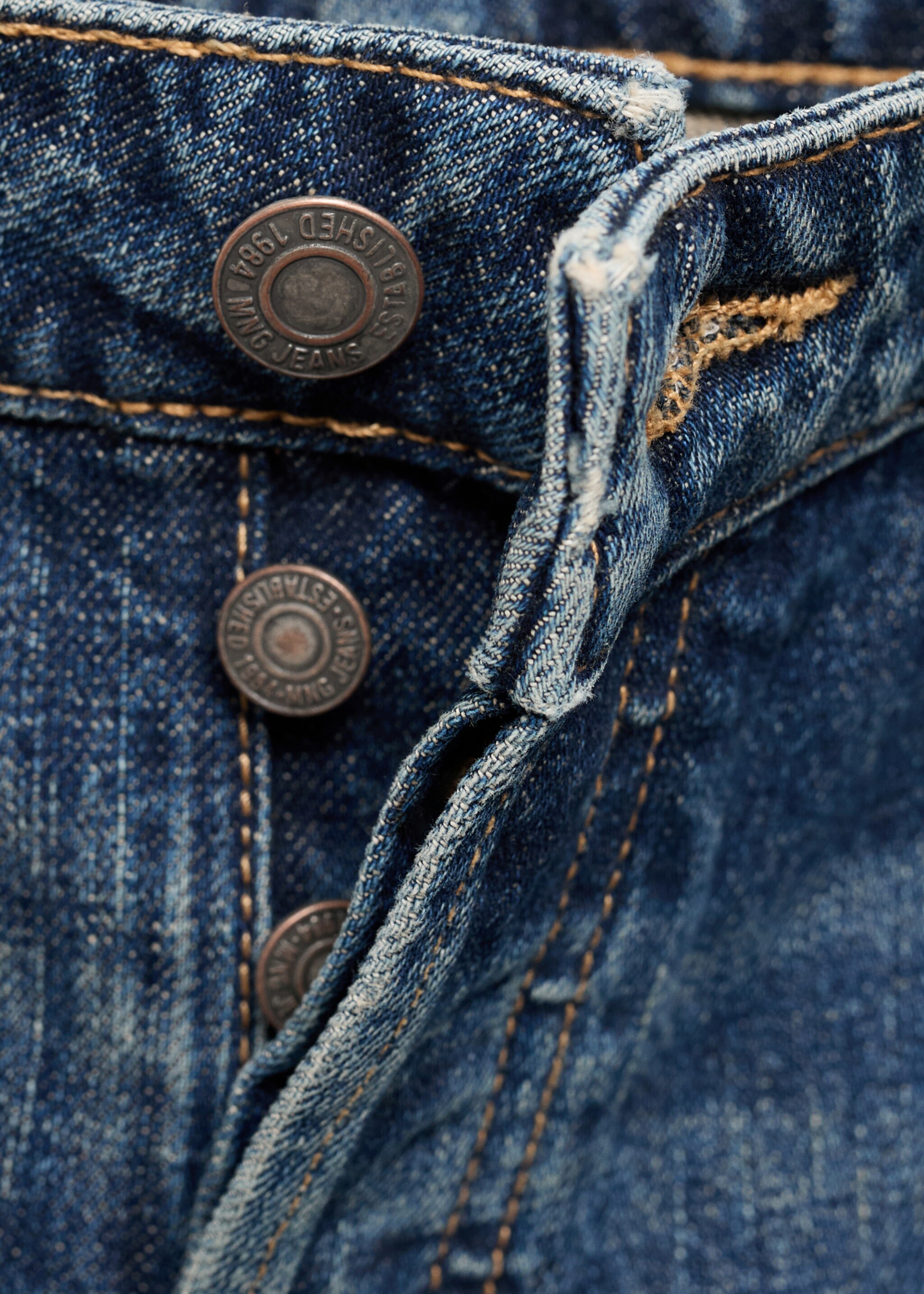 Mid-rise straight jeans - Details of the article 0, Dark Blue. Ref: 87020429-00.