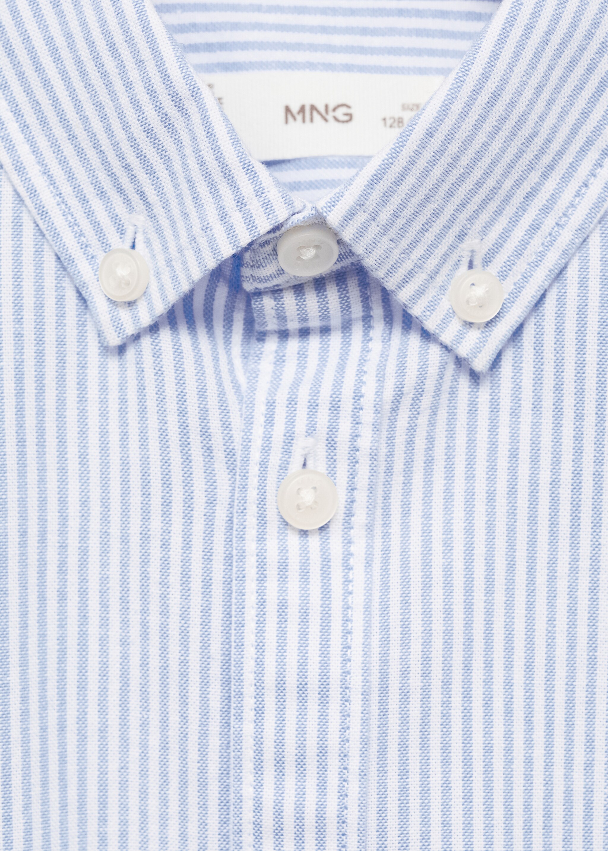 Camisa 100% cotó ratlles Òxford - Detall de l'article 8, Blau cel. Ref: 87020432-00.