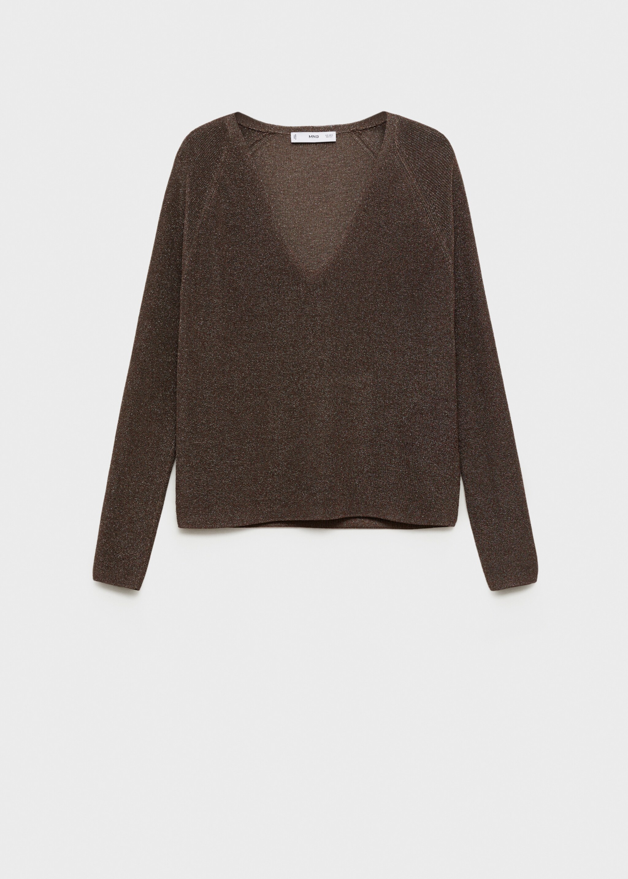 Lurex-Pullover mit V-Ausschnitt - Artikel ohne Model, Schokolade. Ref: 87020436-00.