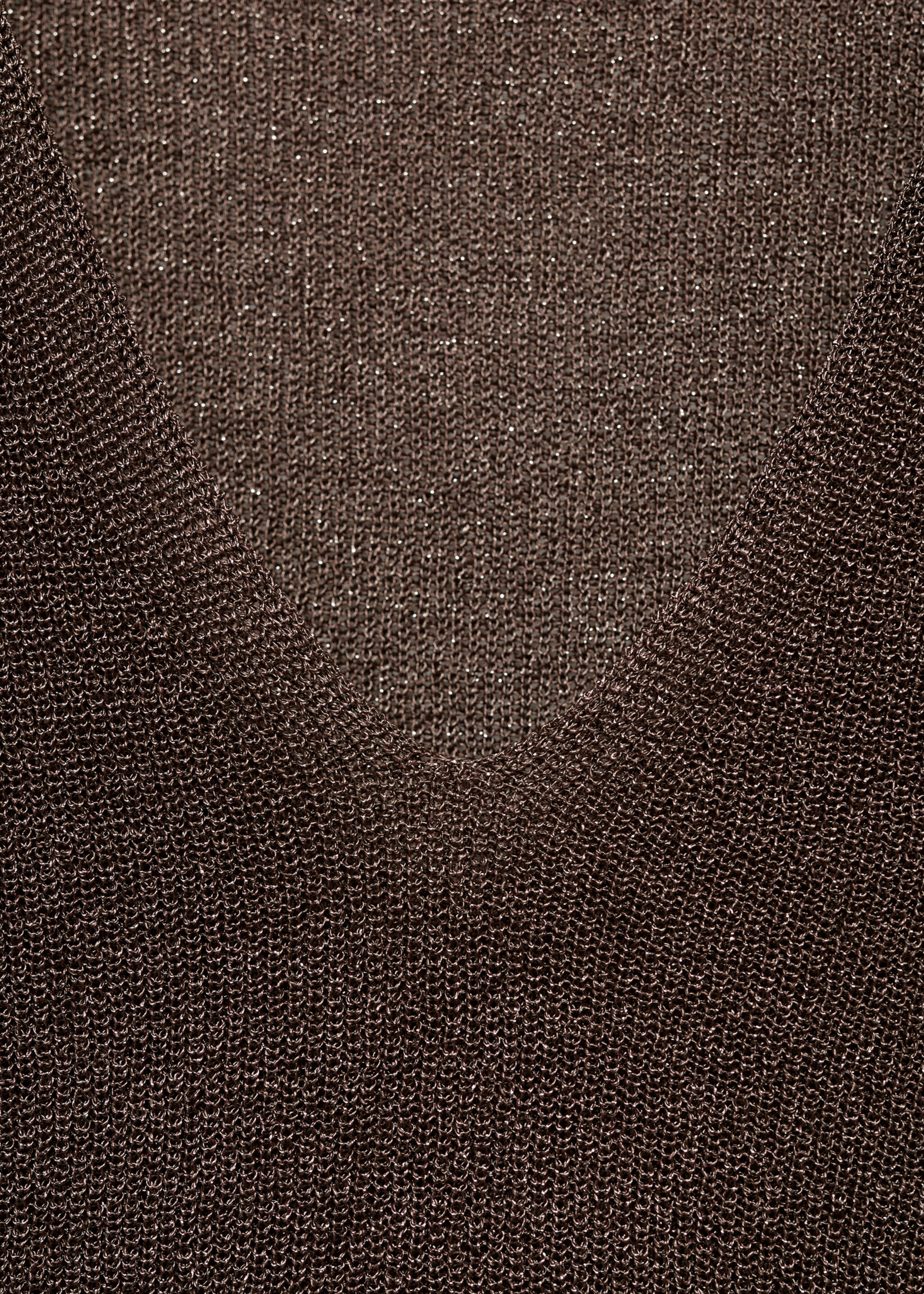 Lurex-Pullover mit V-Ausschnitt - Detail des Artikels 8, Schokolade. Ref: 87020436-00.