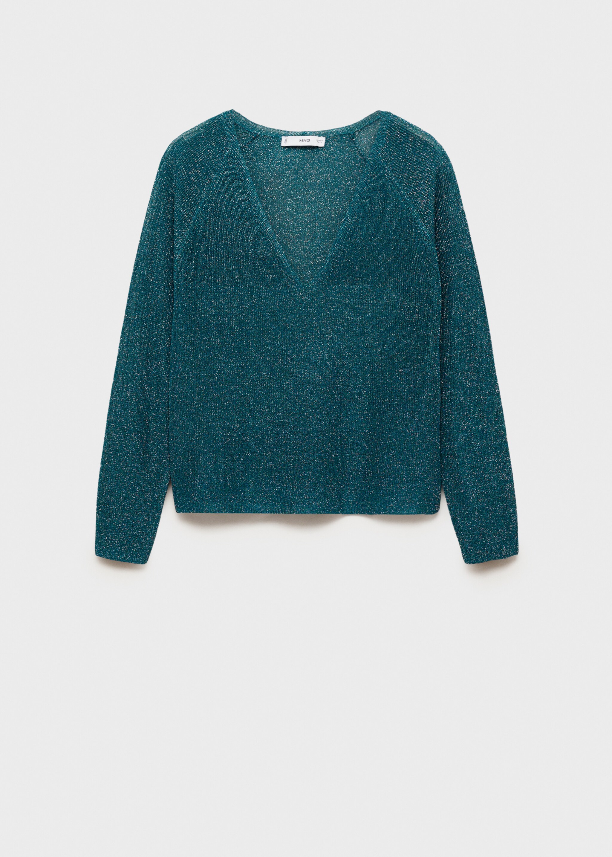 V-neck lurex sweater - Article without model, Green. Ref: 87020436-00.