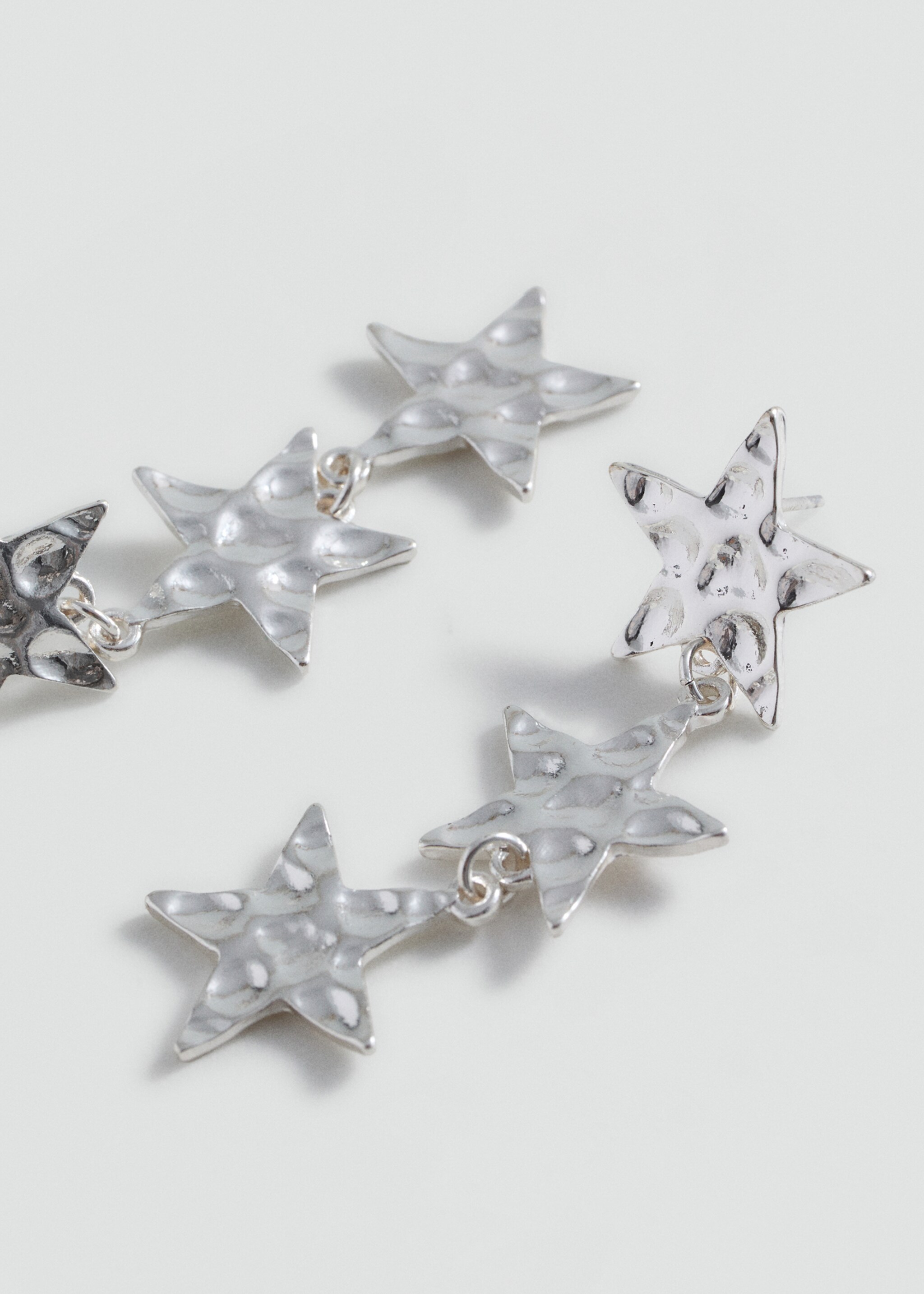 Long star earrings - Medium plane, Silver. Ref: 87020441-00.