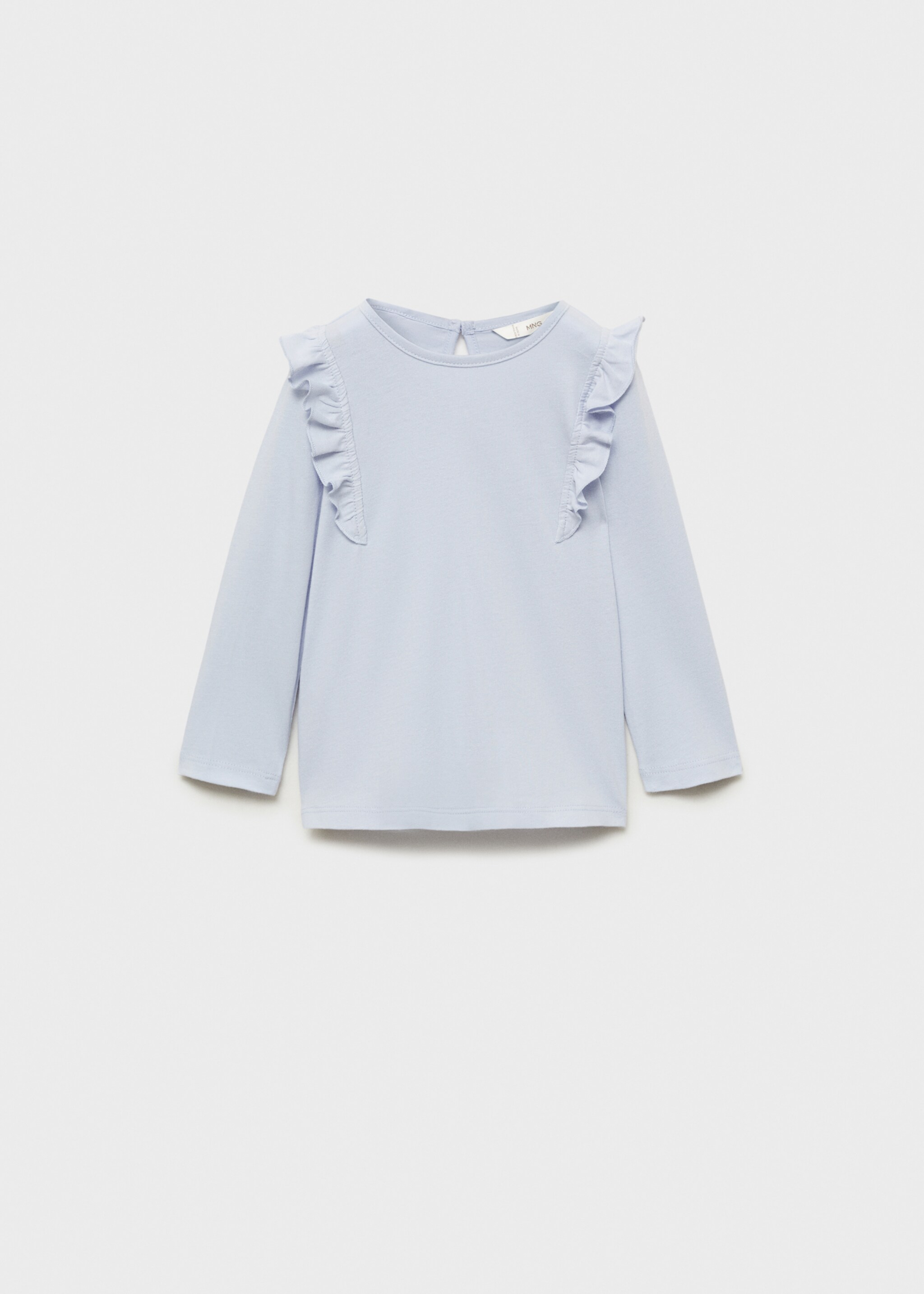 Long -sleeved t-shirt with ruffles - Article without model, Sky Blue. Ref: 87020446-00.