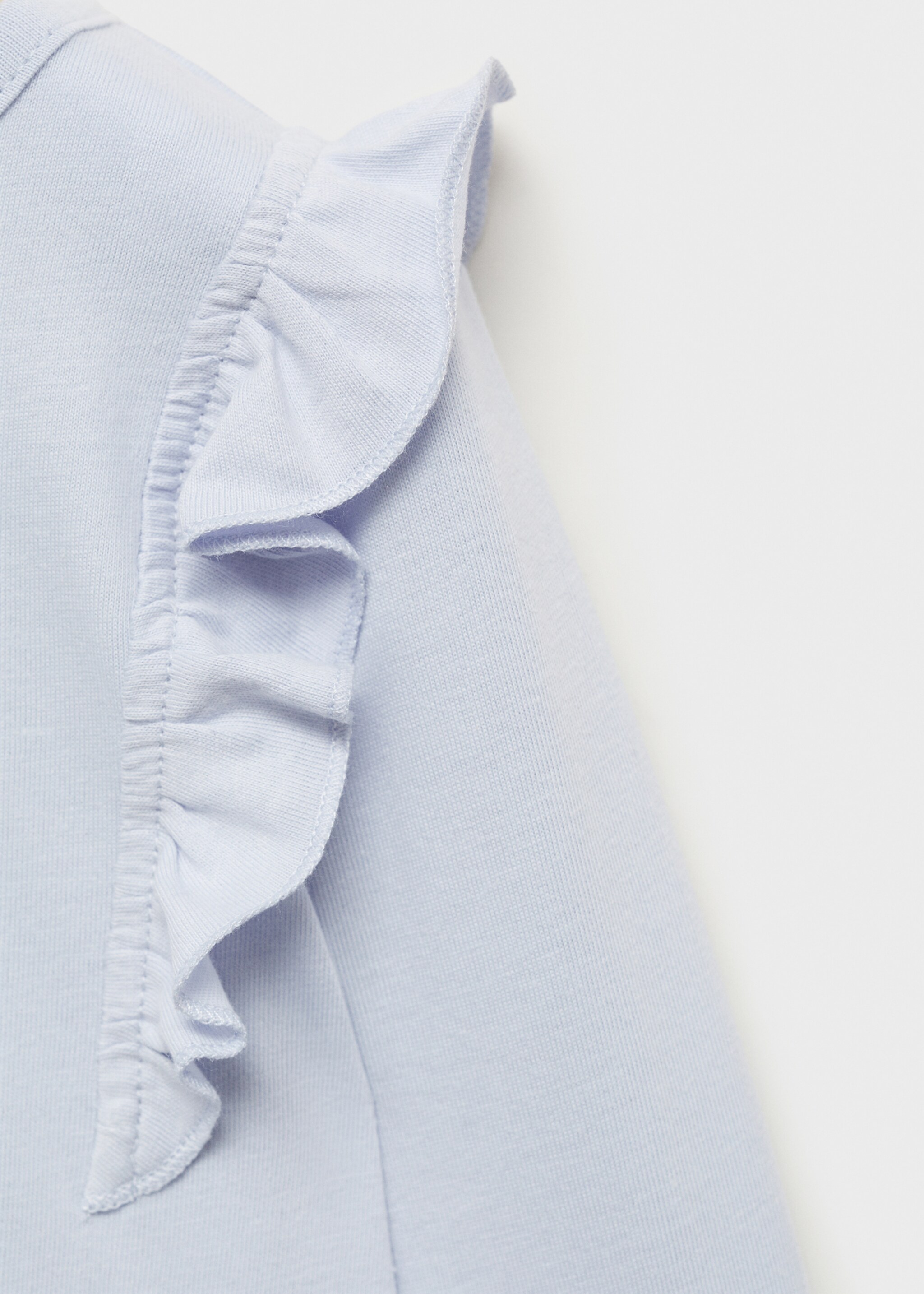 Long -sleeved t-shirt with ruffles - Details of the article 8, Sky Blue. Ref: 87020446-00.