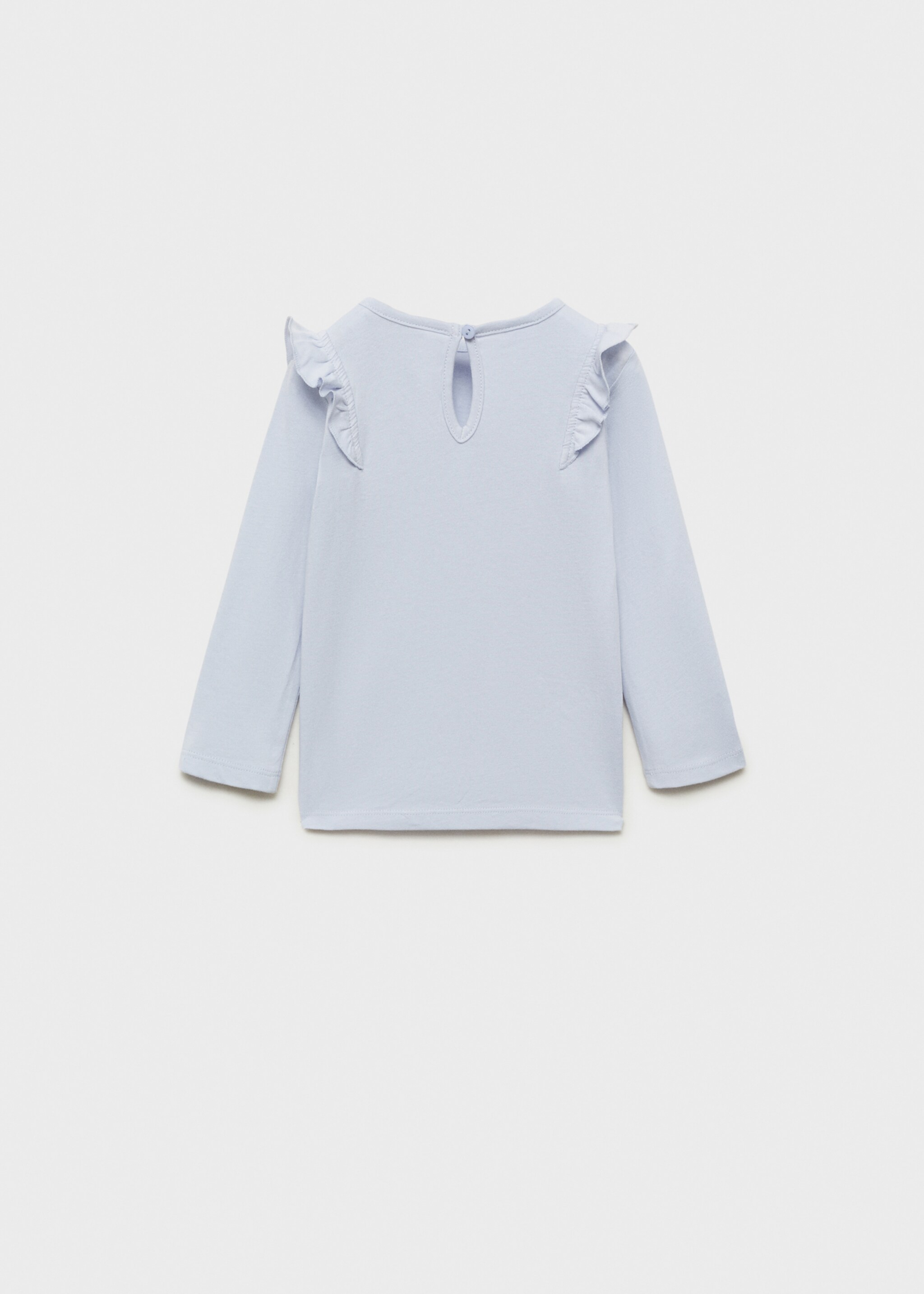 Long -sleeved t-shirt with ruffles - Reverse of the article, Sky Blue. Ref: 87020446-00.