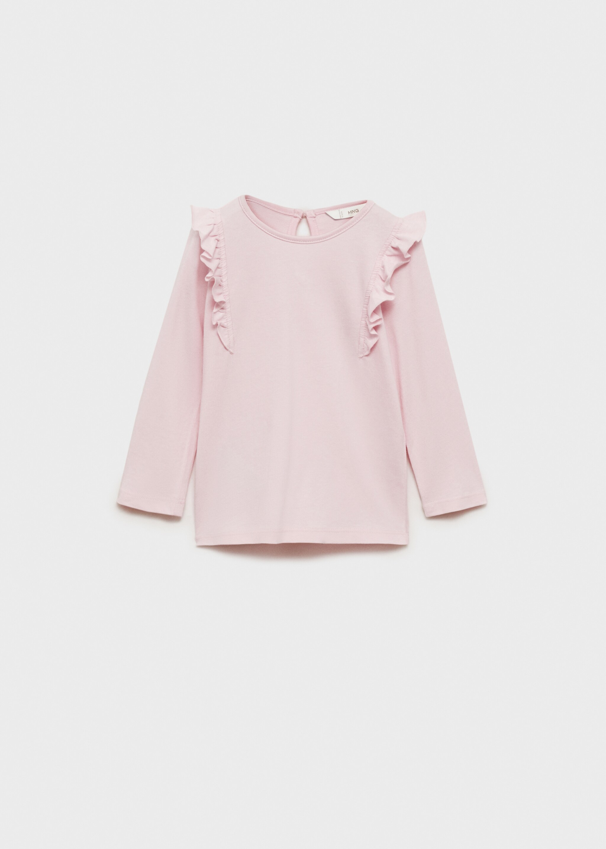 Long -sleeved t-shirt with ruffles - Article without model, Pink. Ref: 87020446-00.