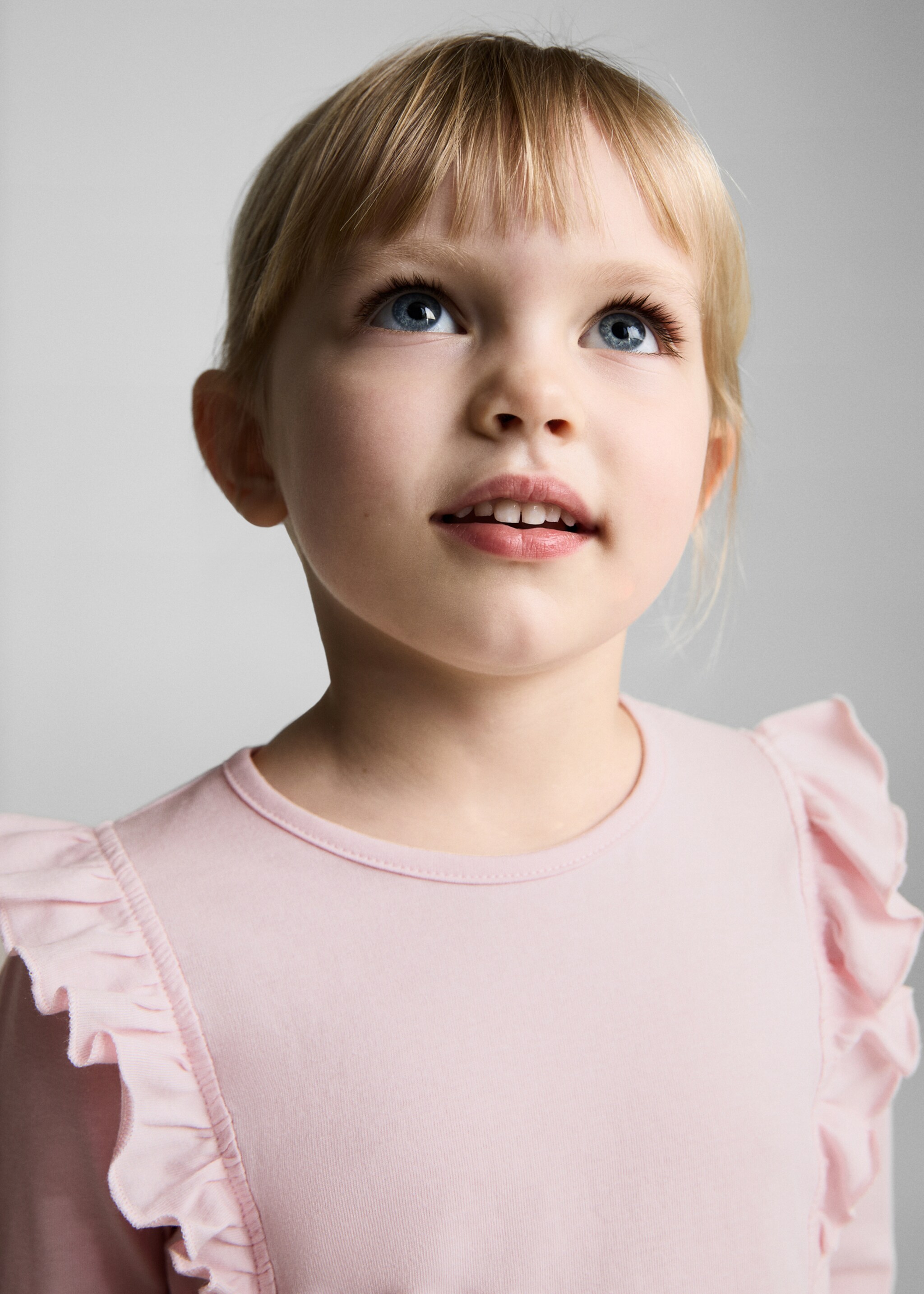 Long -sleeved t-shirt with ruffles - Details of the article 1, Pink. Ref: 87020446-00.