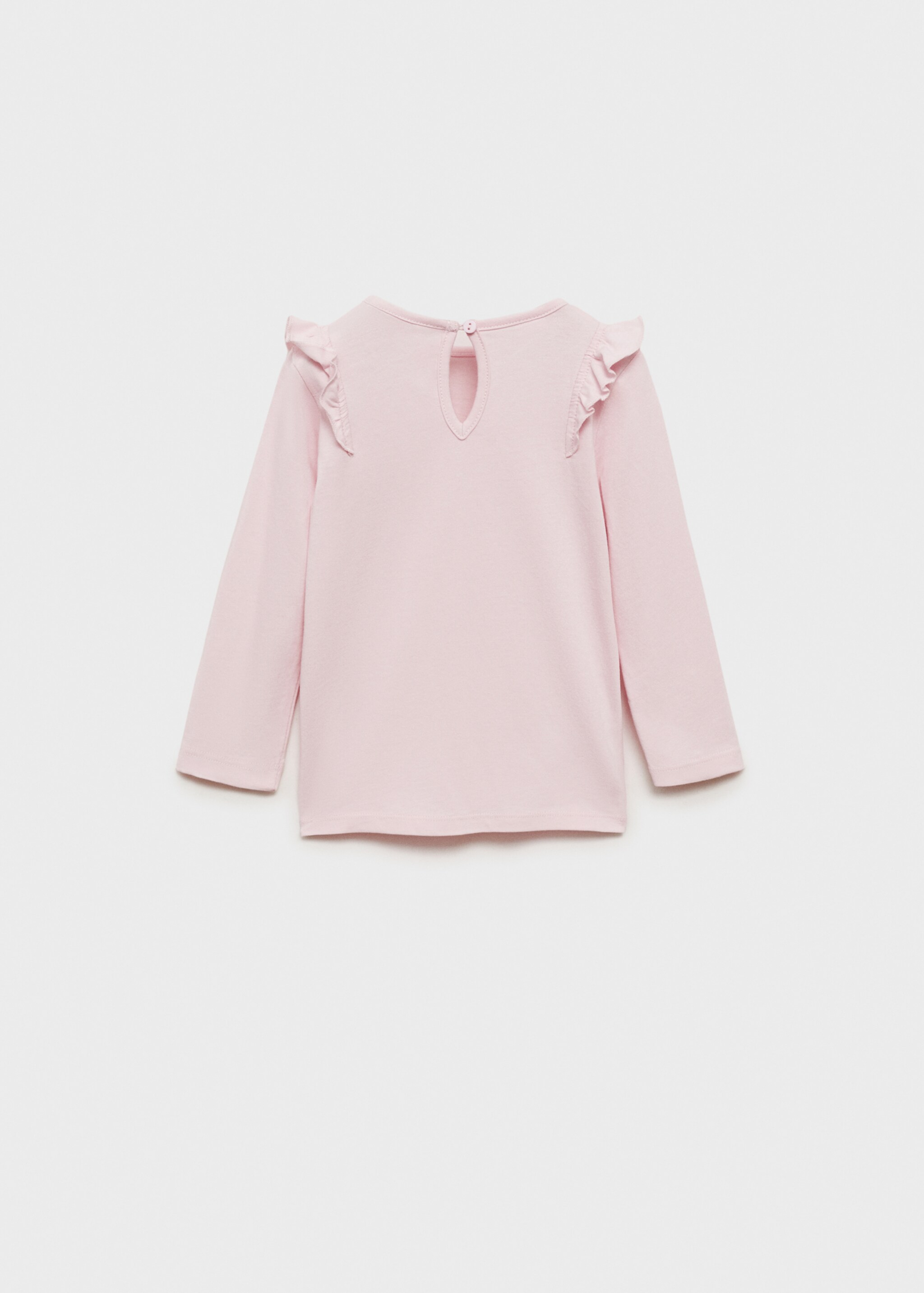 Long -sleeved t-shirt with ruffles - Reverse of the article, Pink. Ref: 87020446-00.