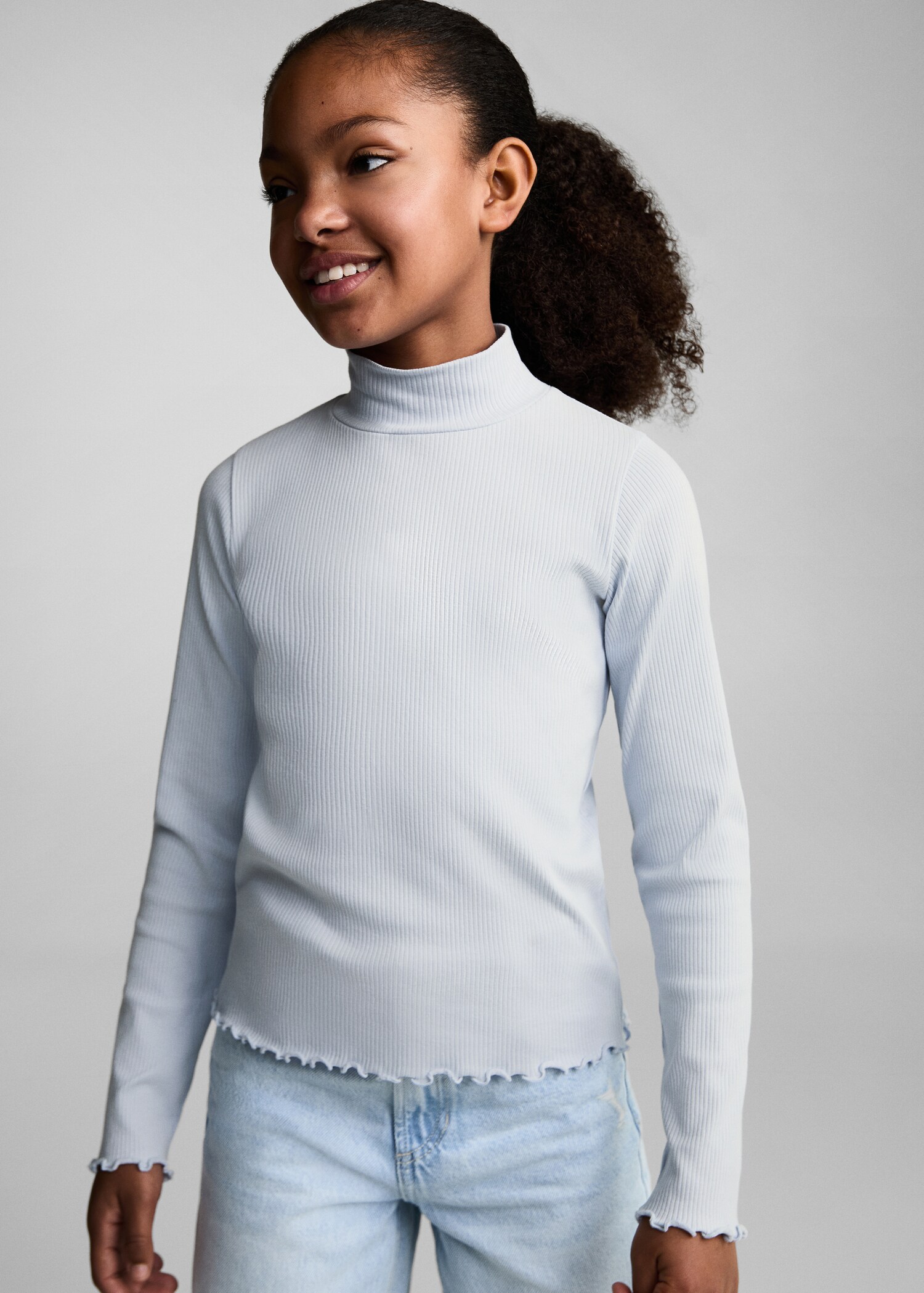 Ribbed high neck t-shirt - Medium plane