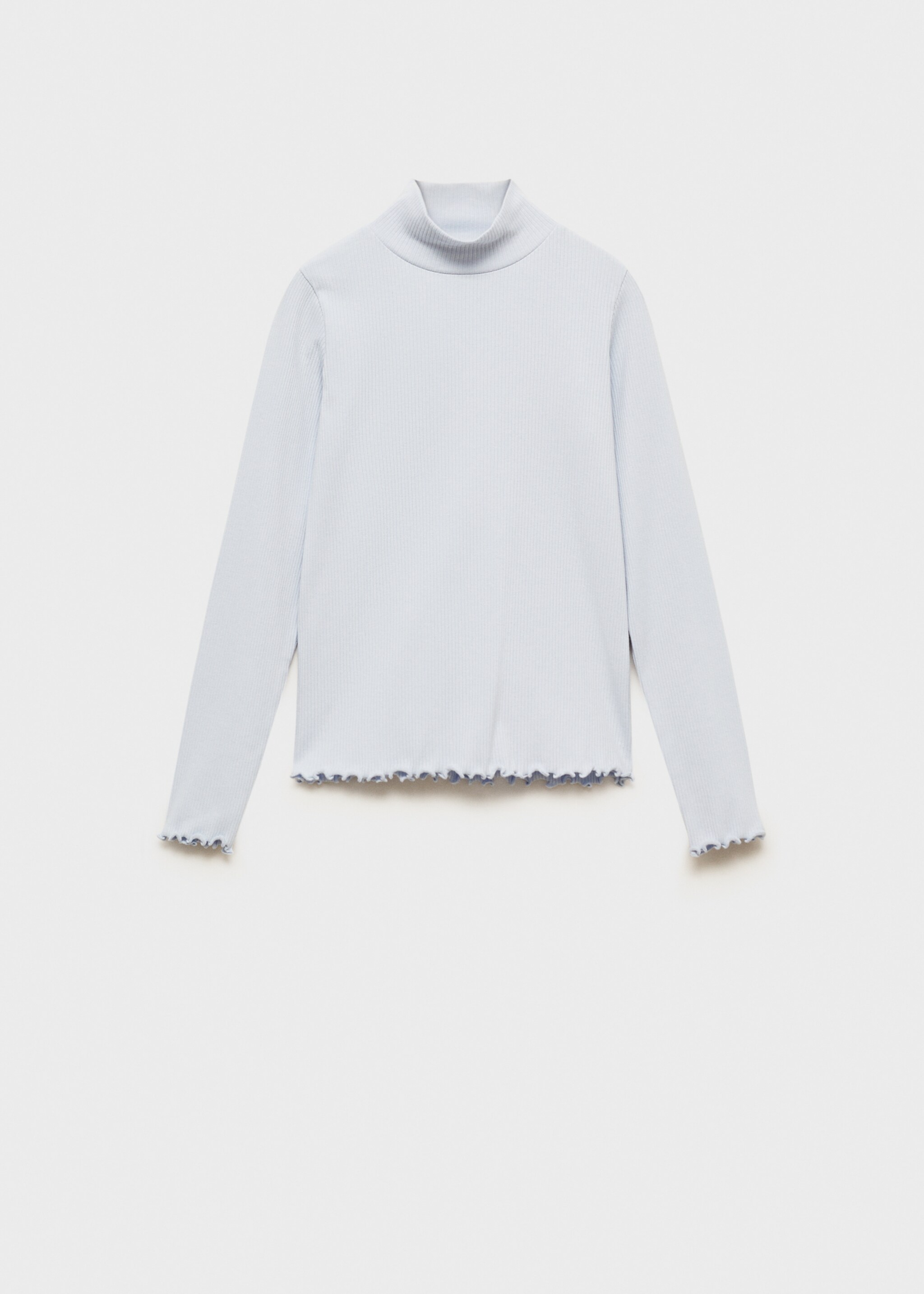 Ribbad t-shirt hög krage - Artikel utan modell, Himmelblå. Ref: 87020447-00.