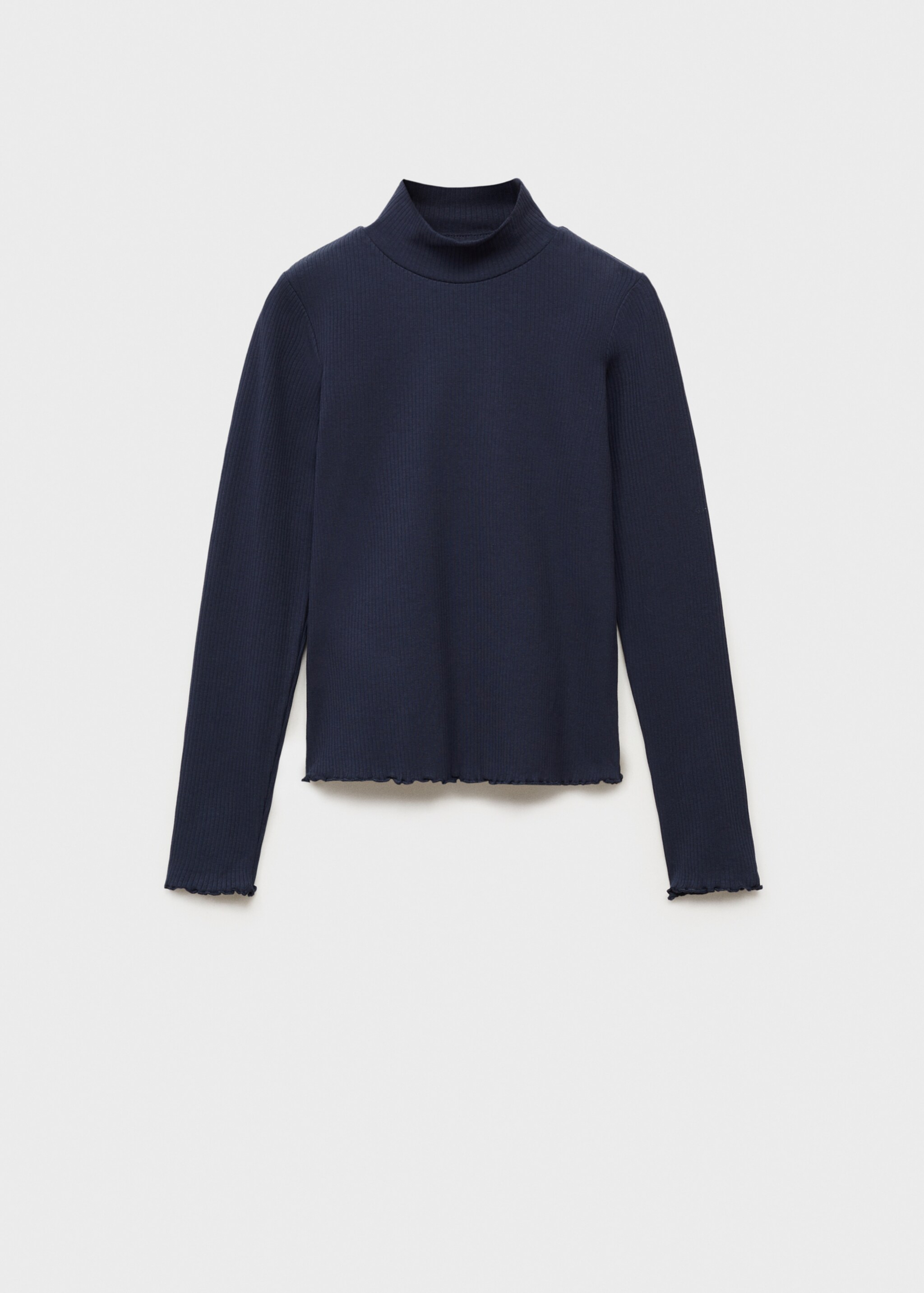 Ribbed high neck t-shirt - Article without model, Dark Navy. Ref: 87020447-00.