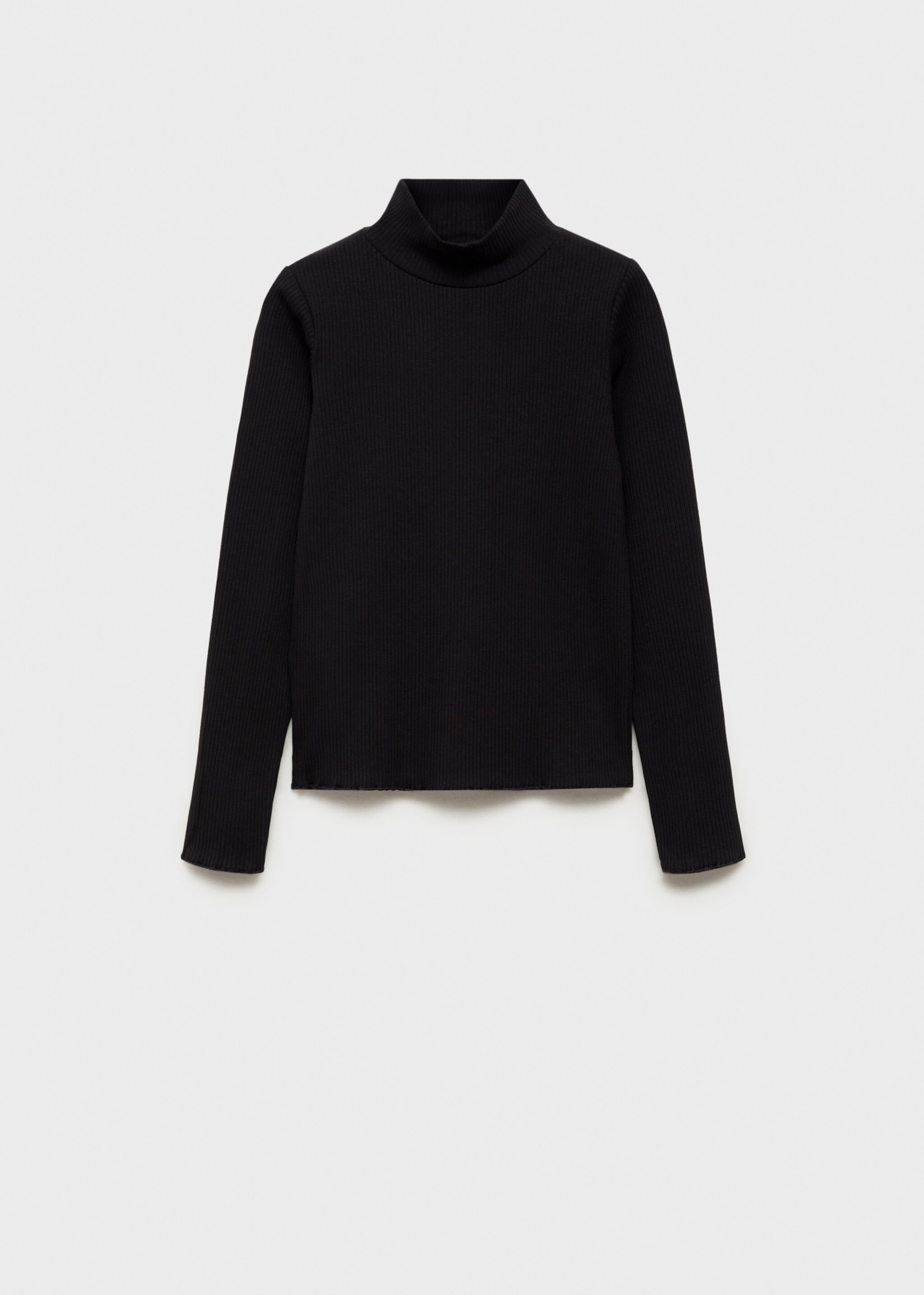Ribbad t-shirt hög krage - Artikel utan modell, Svart. Ref: 87020447-00.
