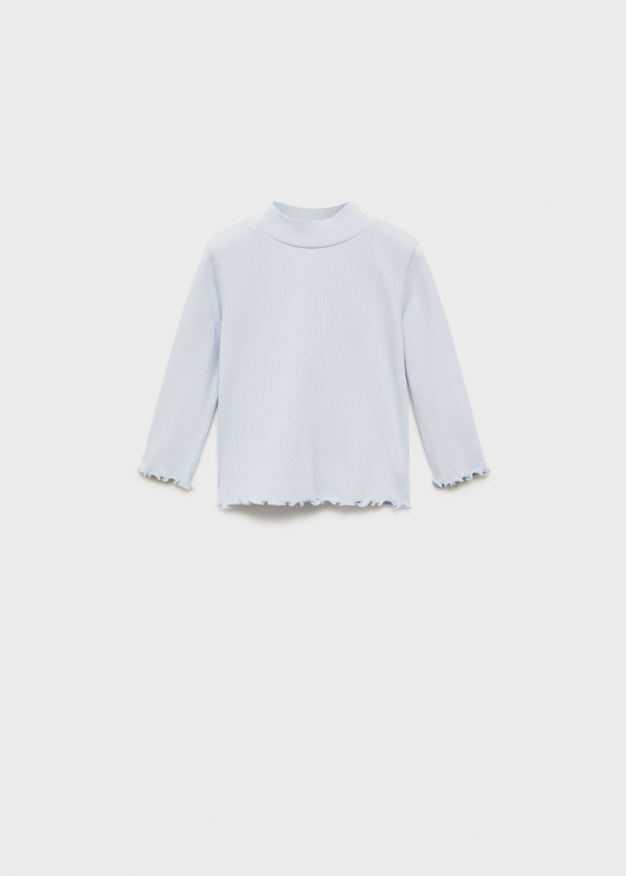 Ribbed high neck t-shirt - Article without model, Sky Blue. Ref: 87020448-00.