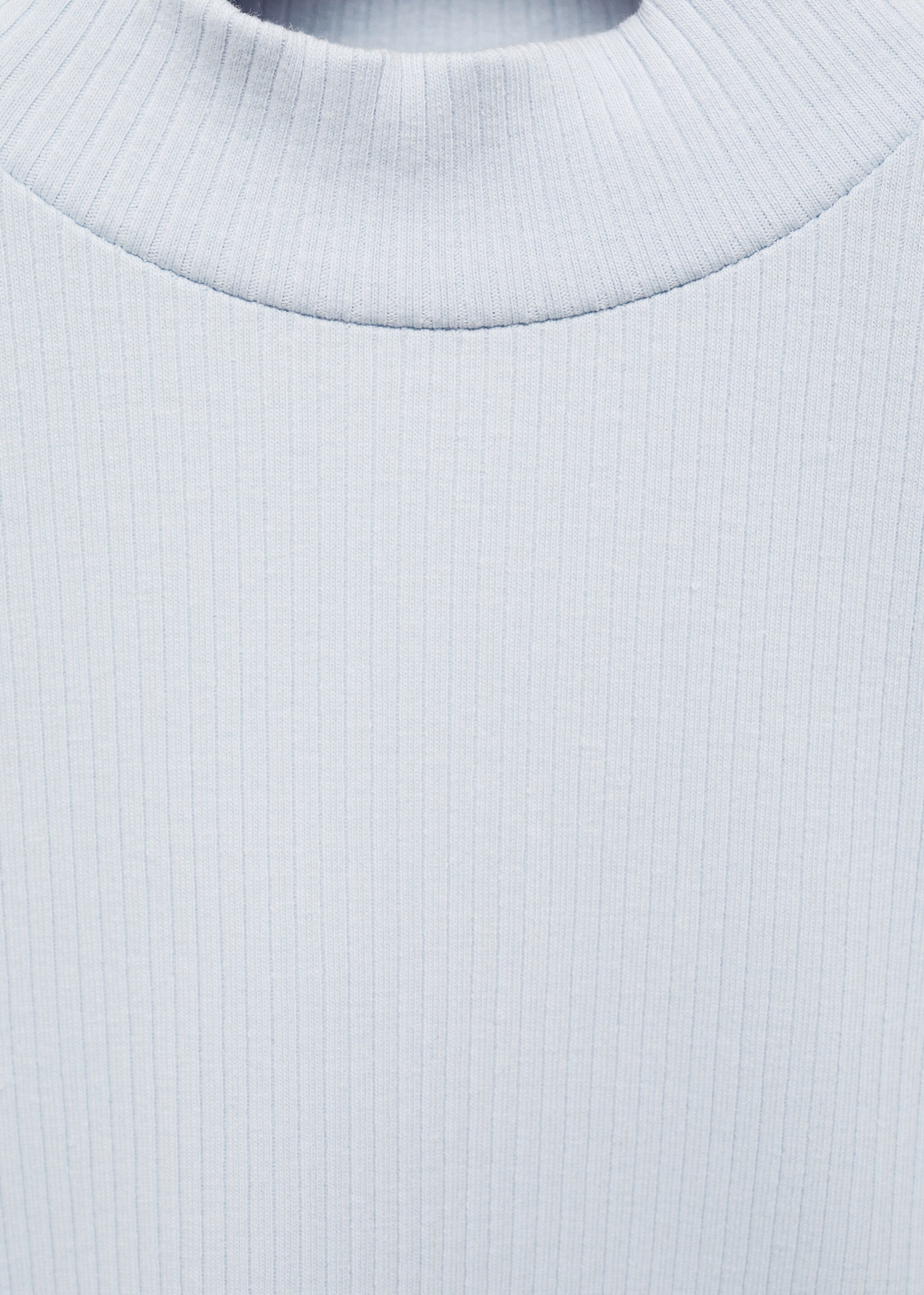 Ribbed high neck t-shirt - Details of the article 8, Sky Blue. Ref: 87020448-00.
