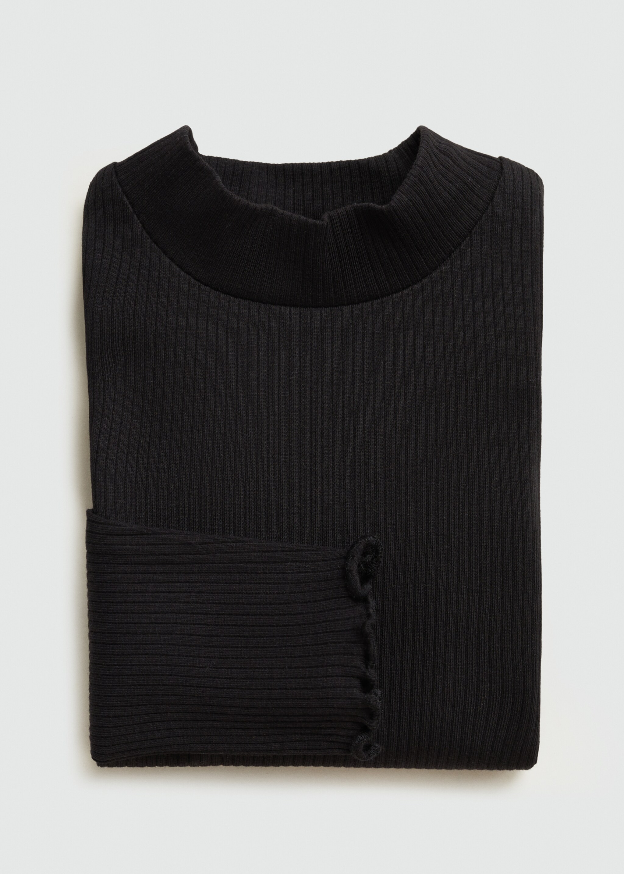 T-shirt côtelé col roulé - Détail de l'article 0, Noir. Ref: 87020448-00.