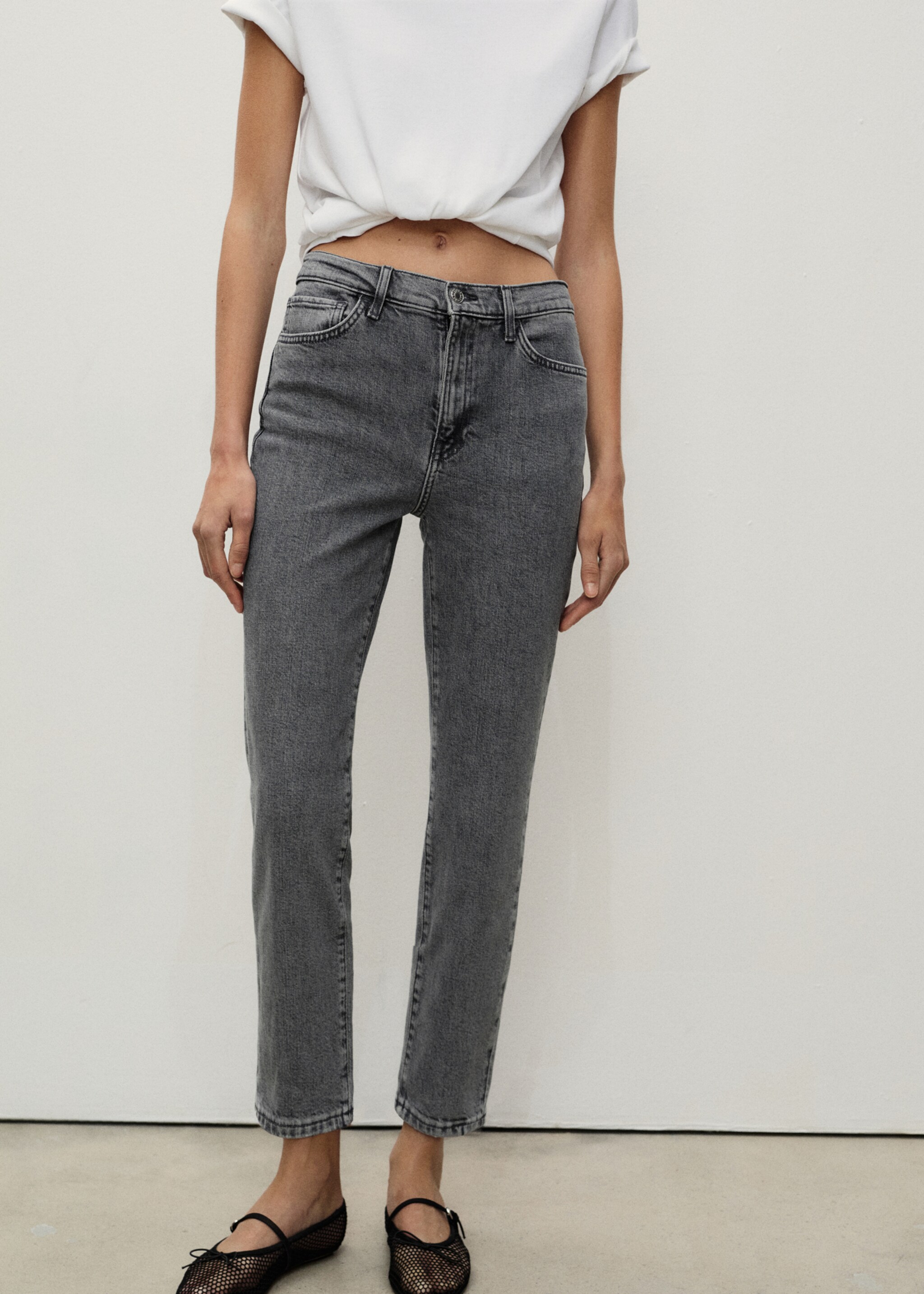 Claudia slim-fit cropped jeans - Medium plane, Open Grey. Ref: 87020451-00.