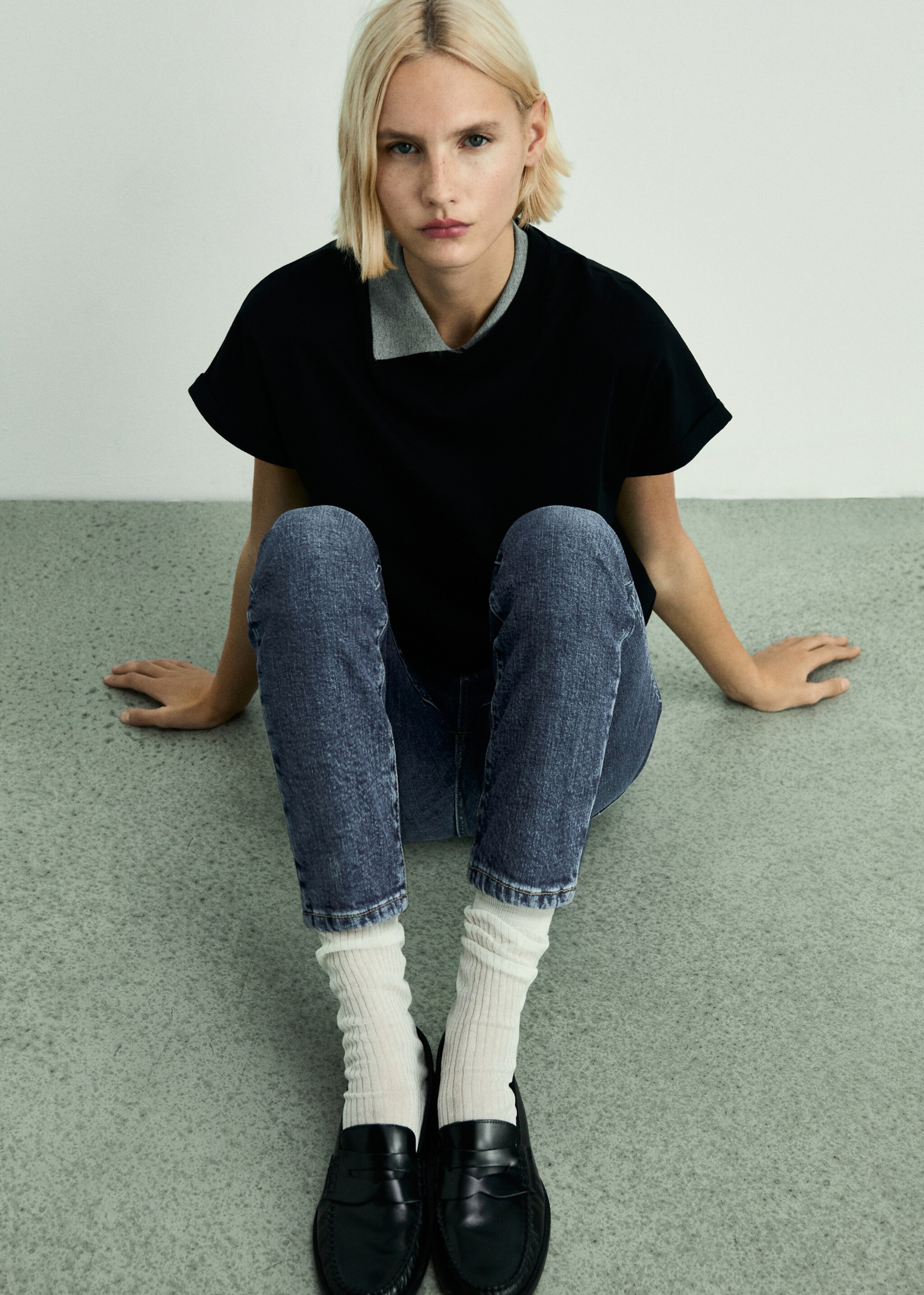 Claudia slim-fit cropped jeans - Details of the article 2, Dark Blue. Ref: 87020452-00.