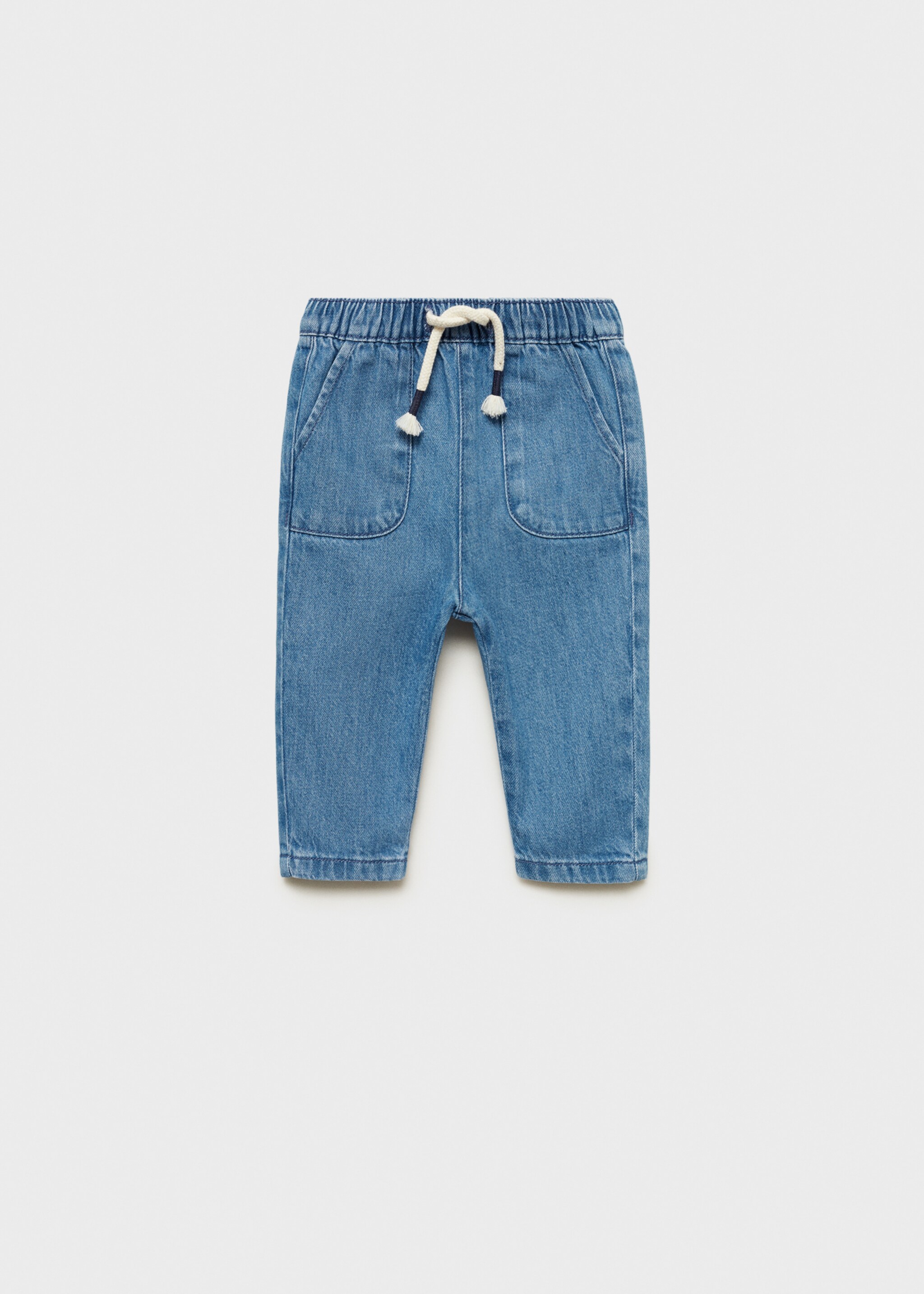 Lace drawstring waist jeans - Article without model, Medium Blue. Ref: 87020453-00.