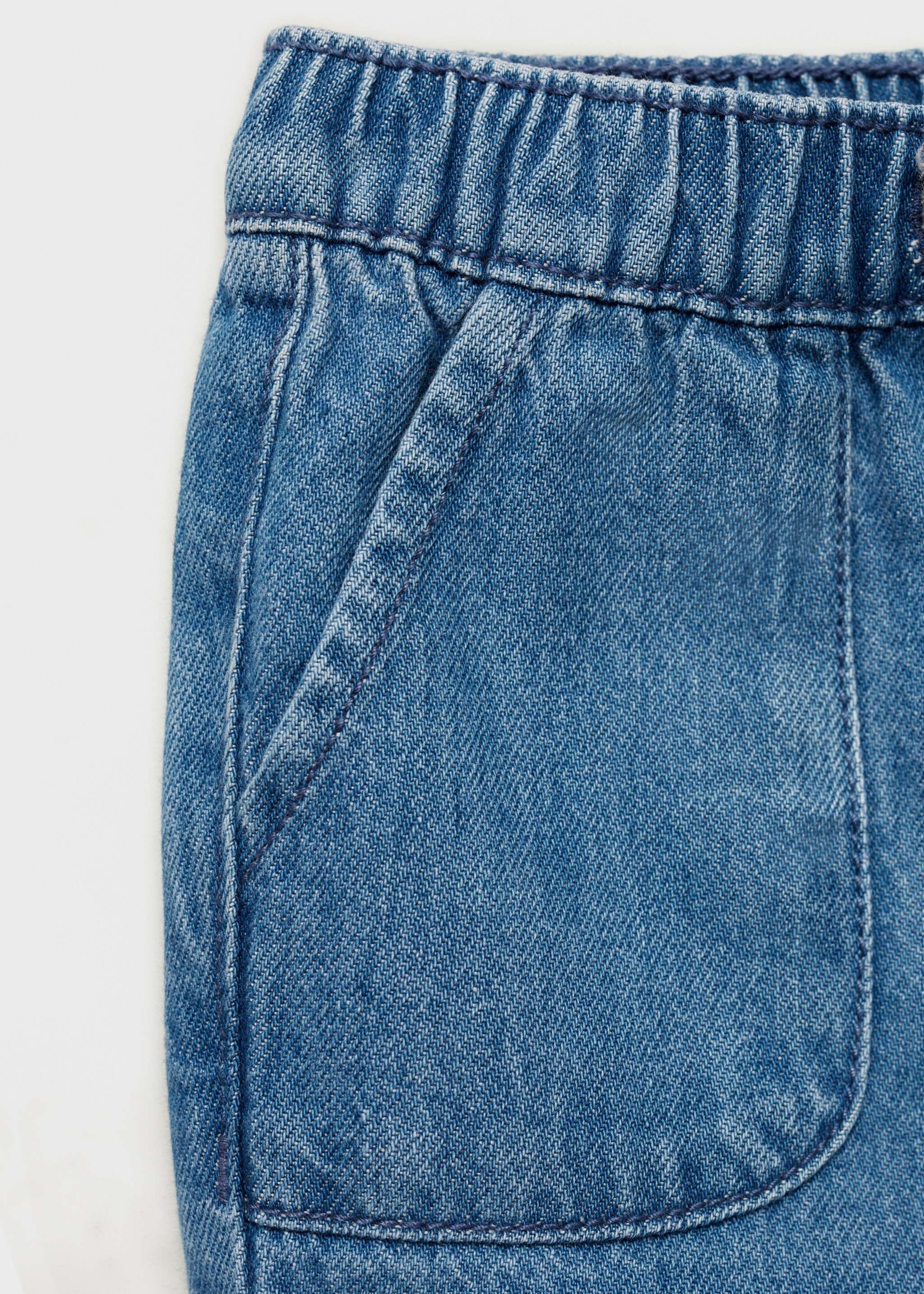 Lace drawstring waist jeans - Details of the article 0, Medium Blue. Ref: 87020453-00.