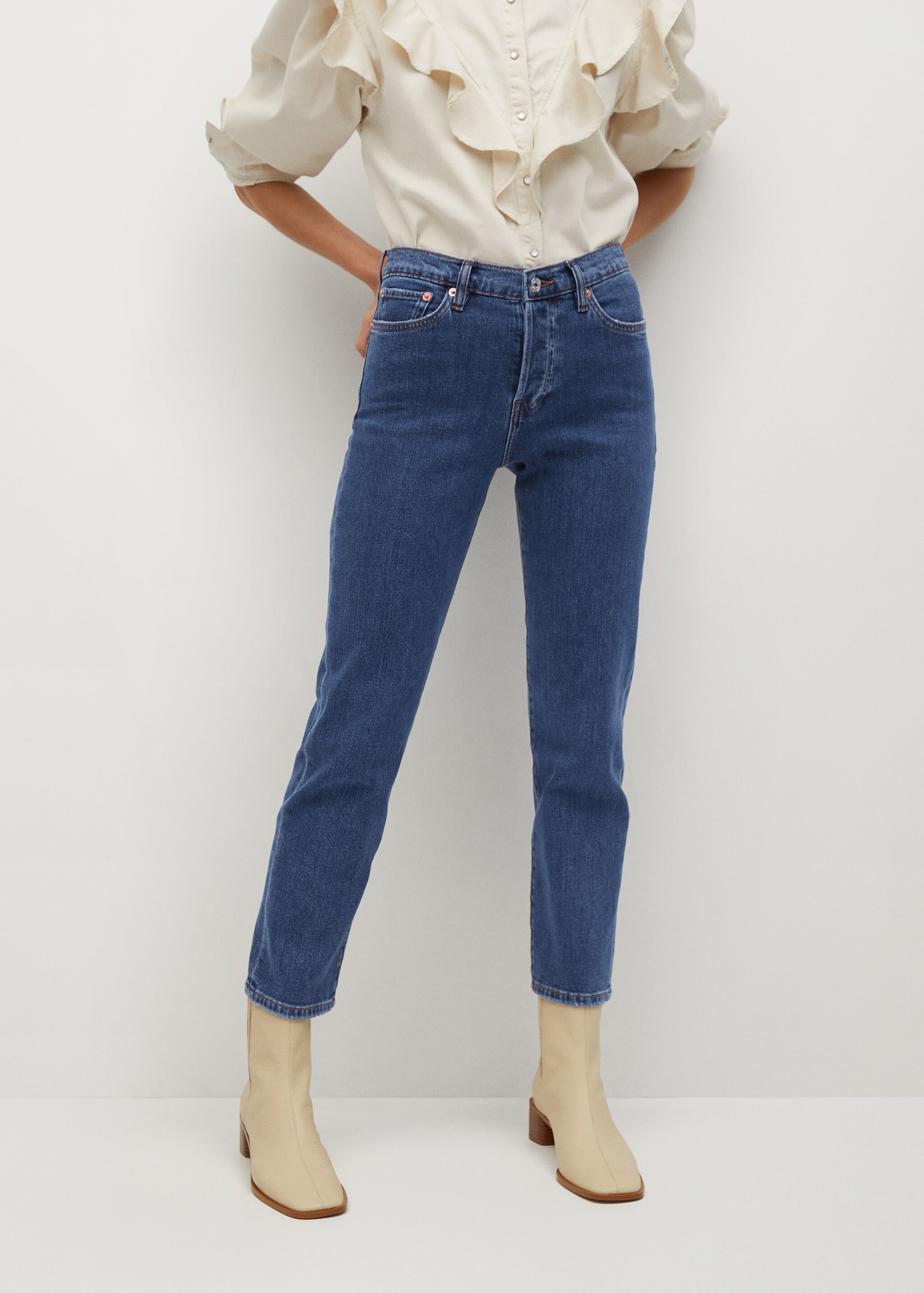 Ankle-length straight-fit jeans - Medium plane