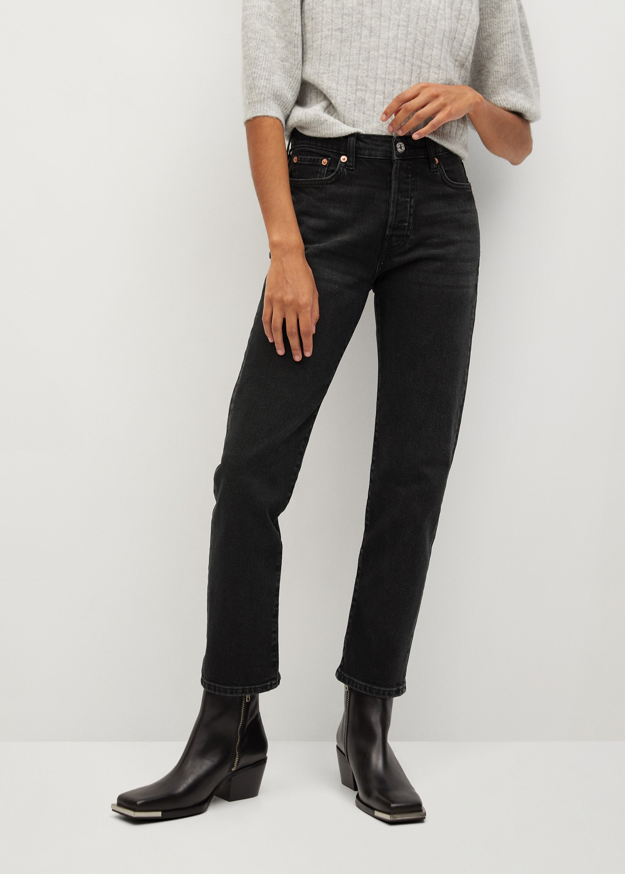 Ankle-length straight-fit jeans - Medium plane