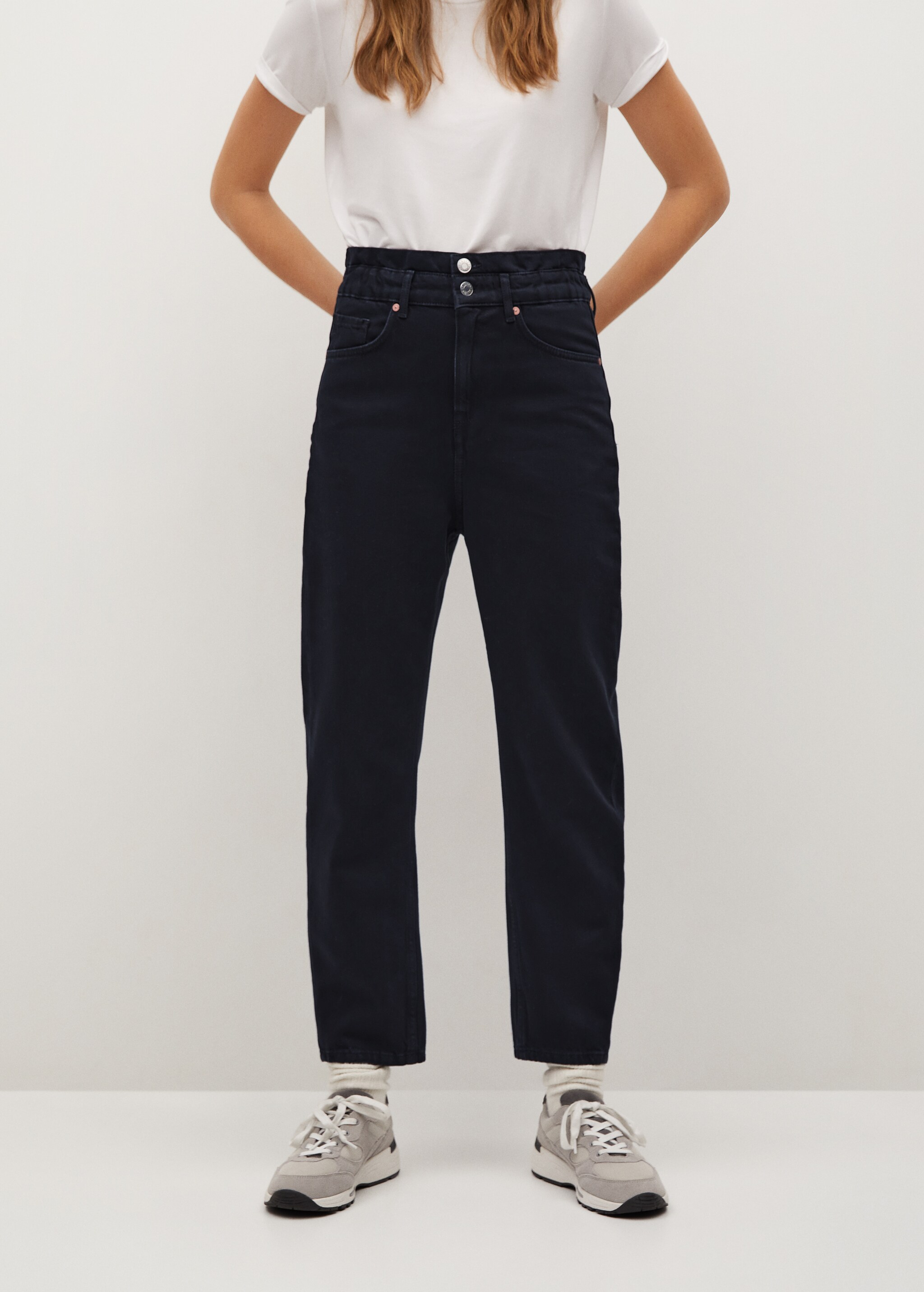 Jeans baggy cintura elástica - Plano medio