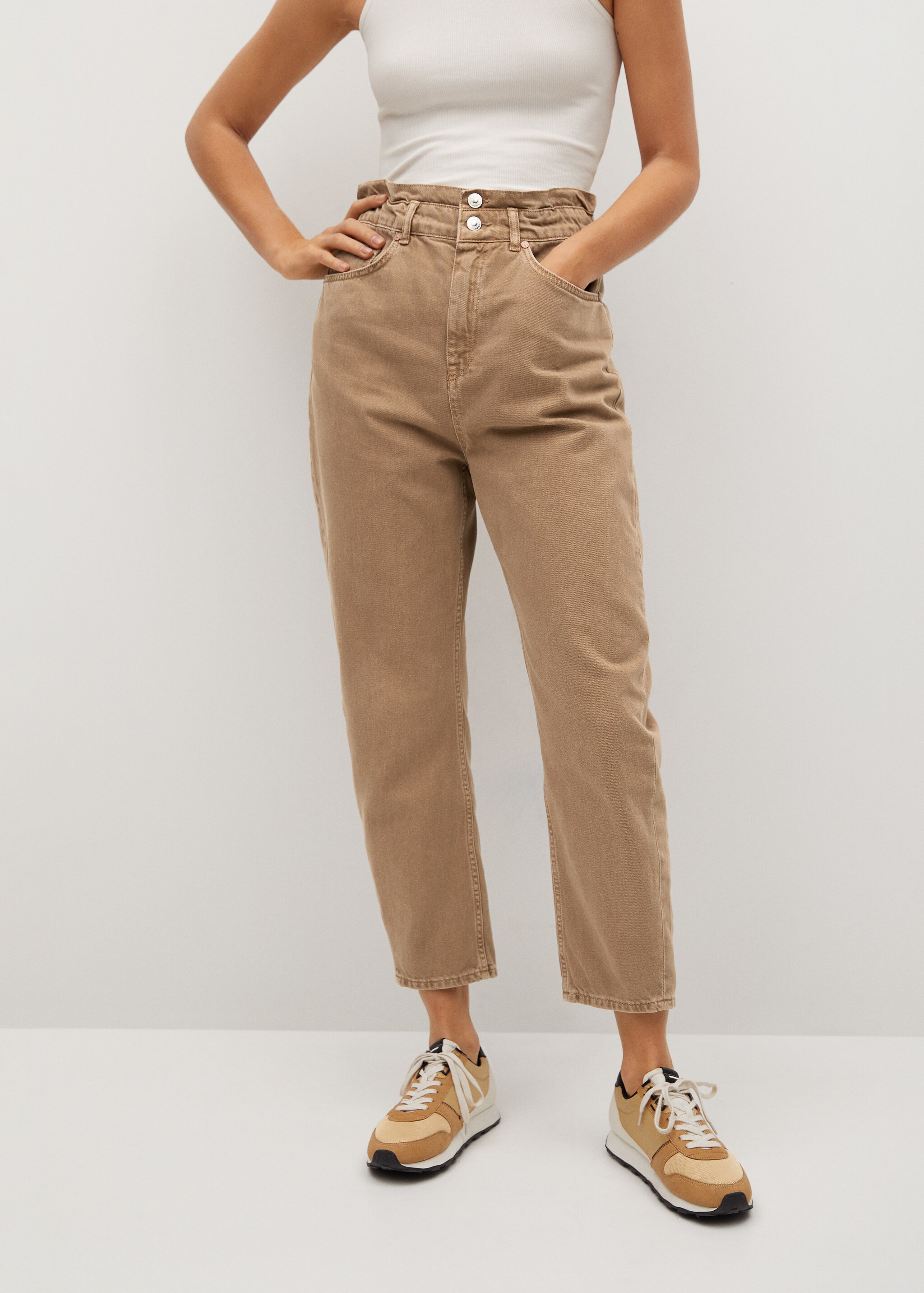Jeans slouchy cintura elastica - Plano medio