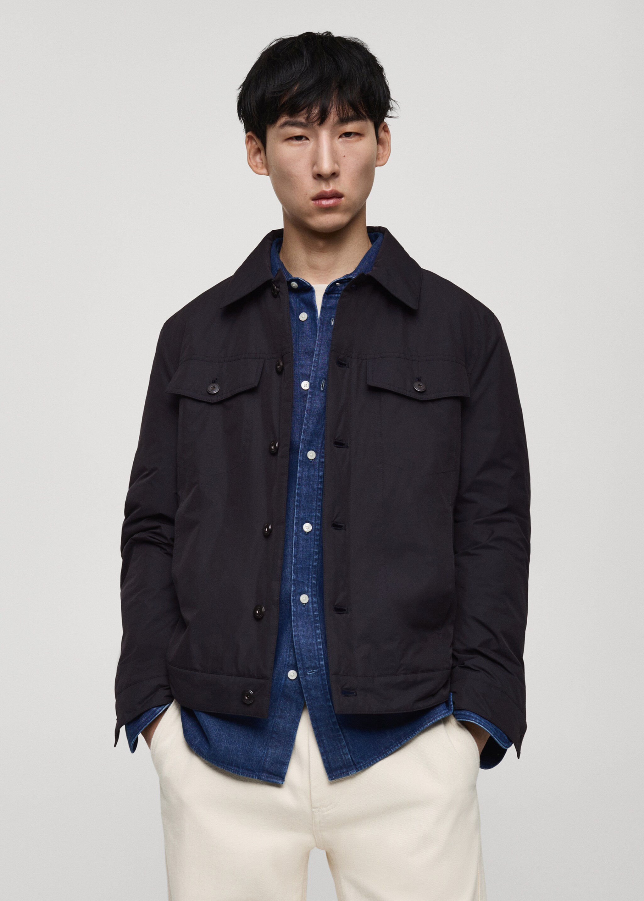 Water-repellent quilted jacket - Medium plane, Dark Navy. Ref: 87020575-00.