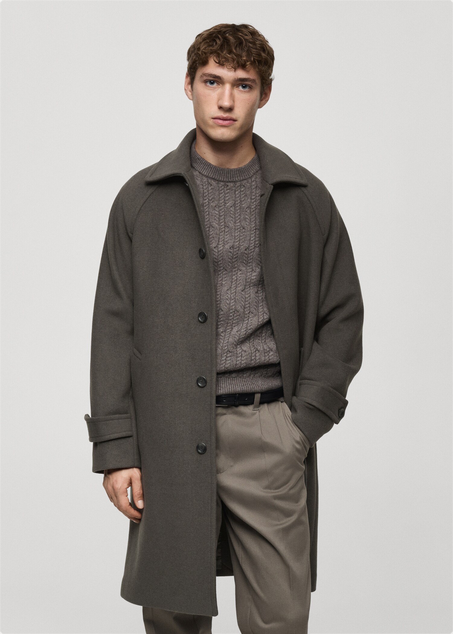 Long recycled wool coat - Medium plane