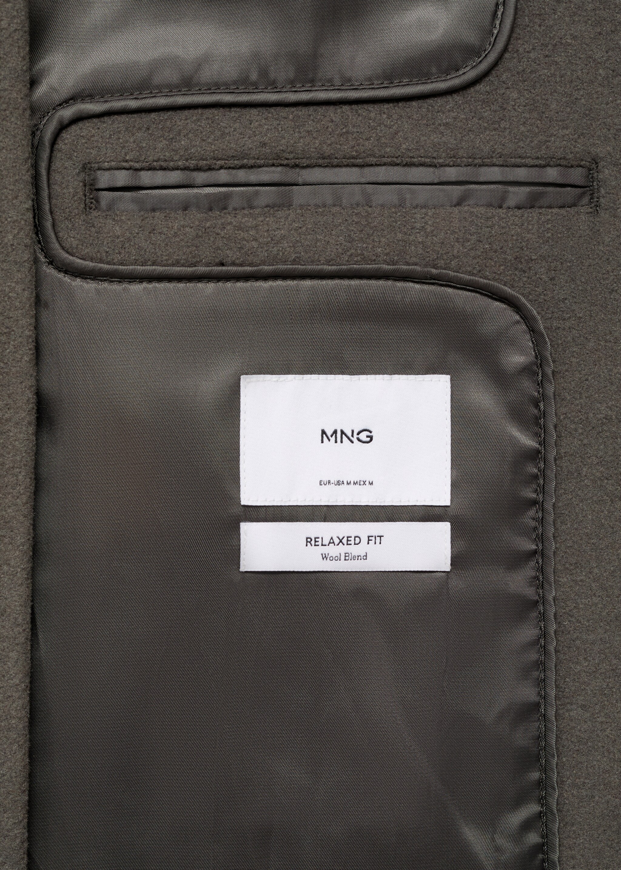 Long recycled wool coat - Details of the article 0, Khaki. Ref: 87020576-00.